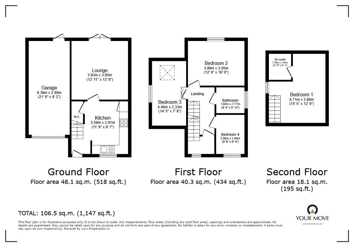Floorplan of 4 bedroom Detached House for sale, Coxmoor Road, Sutton-in-Ashfield, Nottinghamshire, NG17