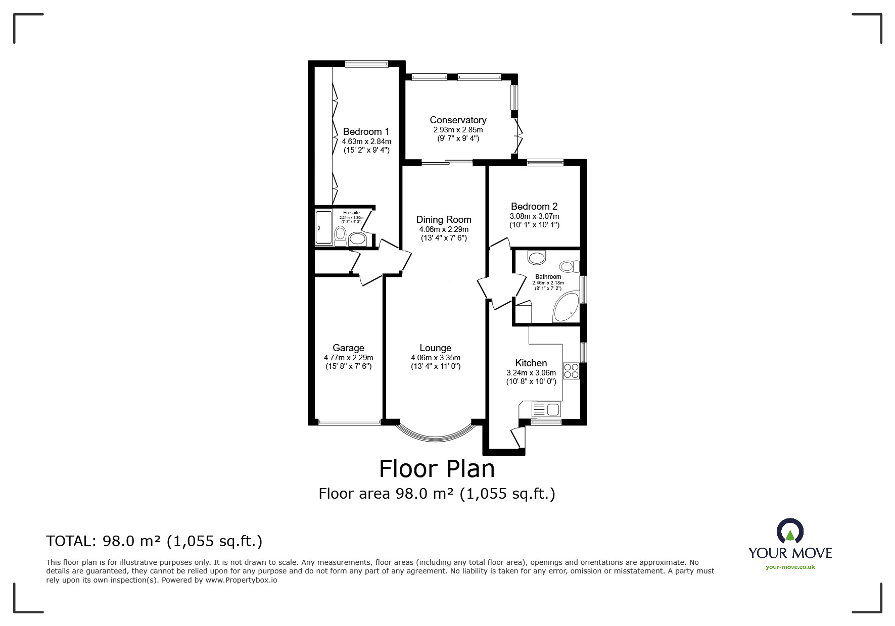 Floorplan of 2 bedroom Detached Bungalow for sale, Manifold Drive, Selston, Nottinghamshire, NG16