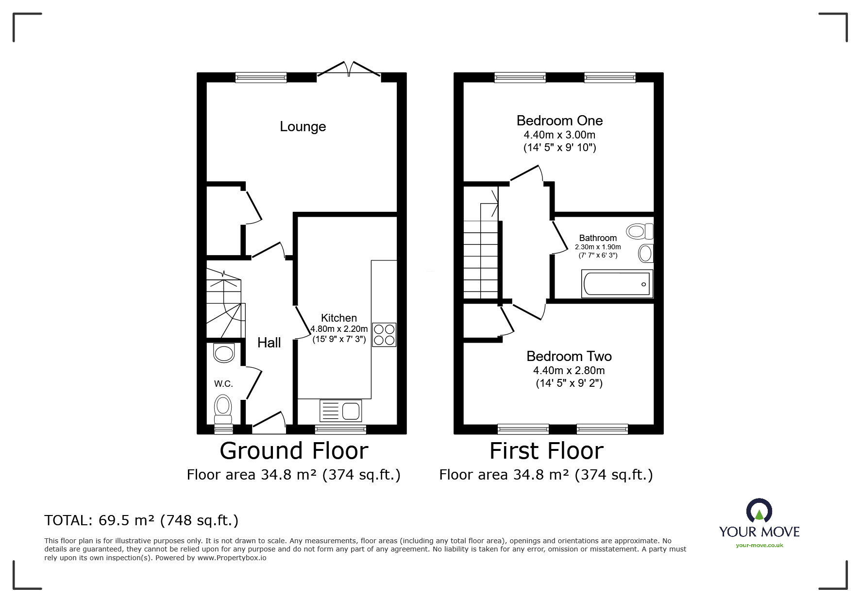 Floorplan of 2 bedroom Semi Detached House for sale, Webb Ellis Road, Kirkby-in-Ashfield, Nottinghamshire, NG17
