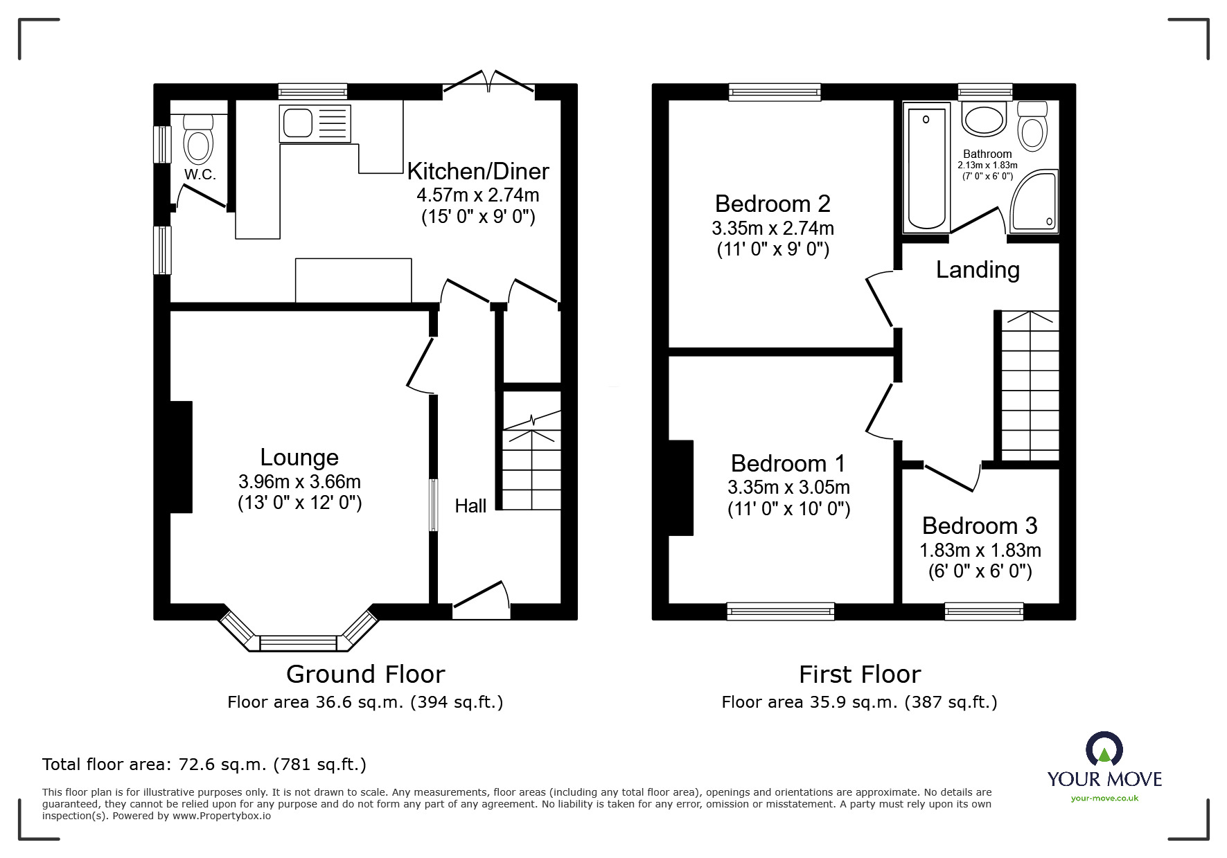 Floorplan of 3 bedroom Semi Detached House for sale, Lawrence Avenue, Kirkby-in-Ashfield, Nottinghamshire, NG17
