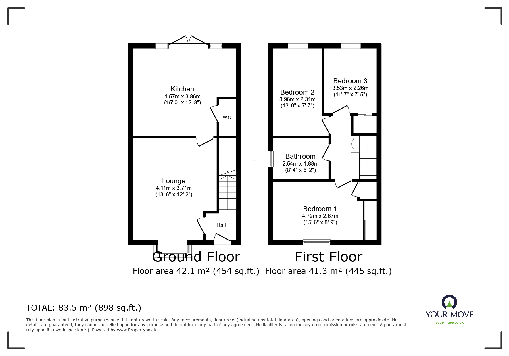 Floorplan of 3 bedroom End Terrace House to rent, Collingham Crescent, Nottingham, Nottinghamshire, NG5