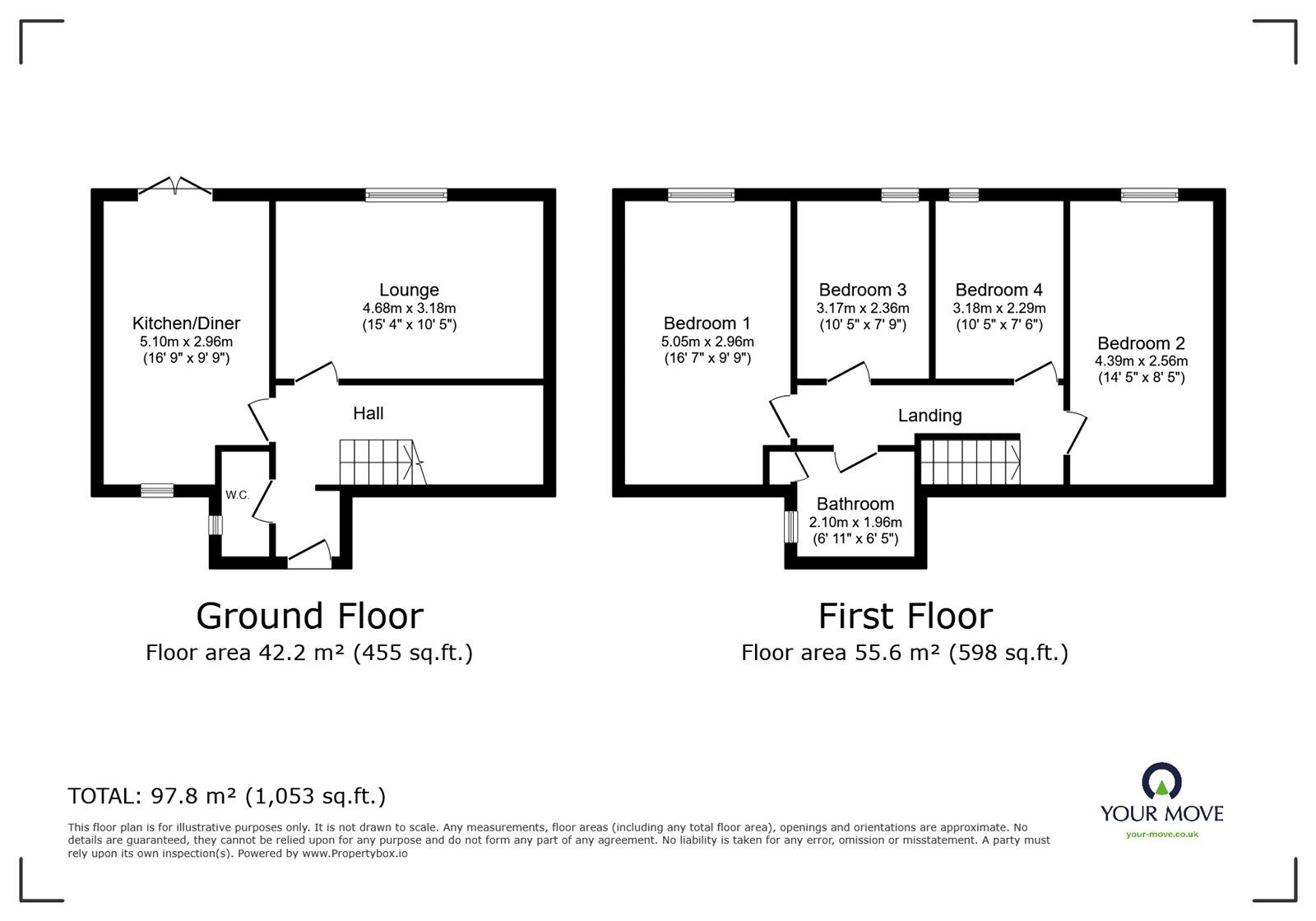 Floorplan of 4 bedroom End Terrace House for sale, Lilac Grove, Broadmeadows, Derbyshire, DE55