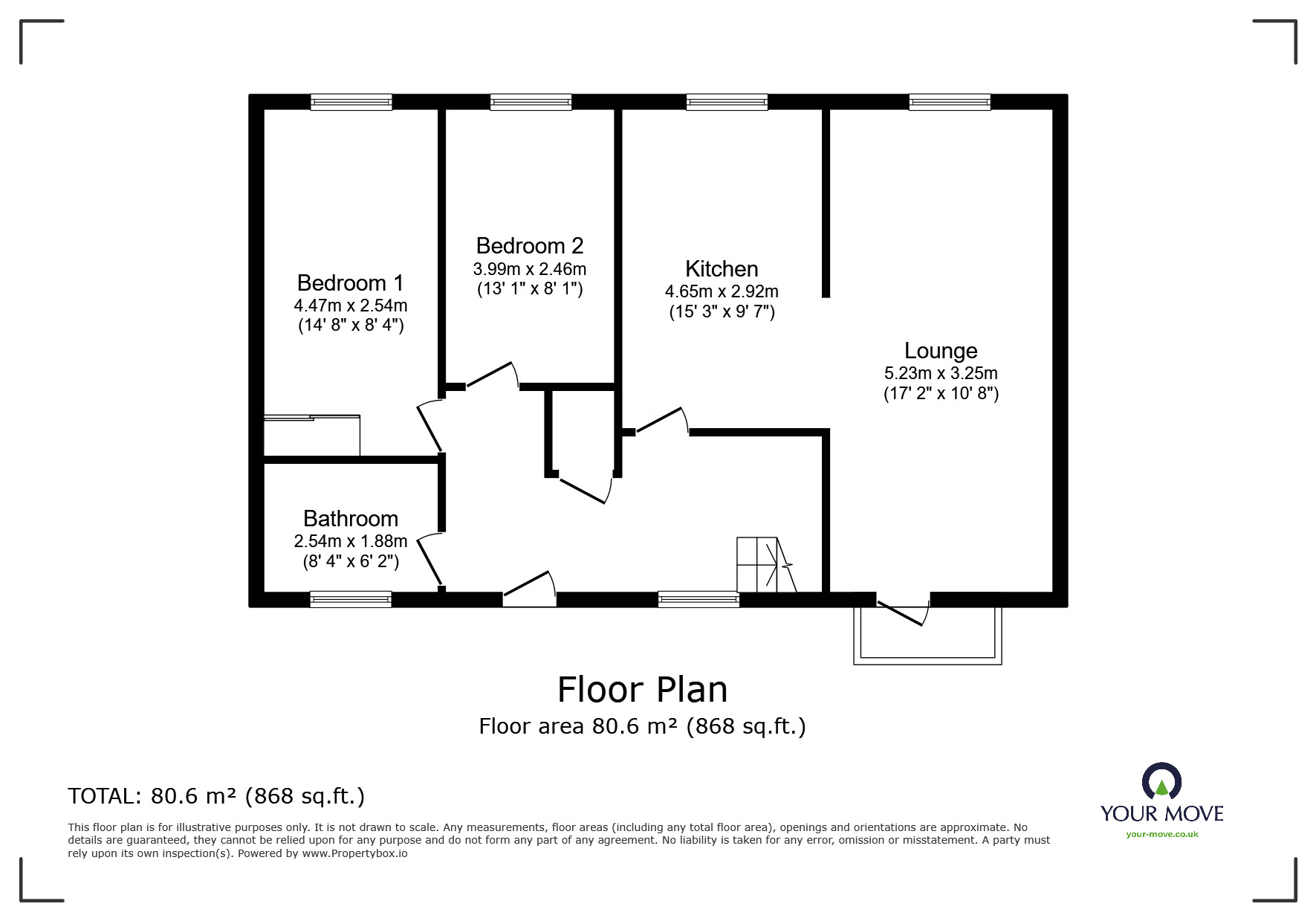 Floorplan of 2 bedroom  Flat to rent, Pastures Road, Nottingham, NG11