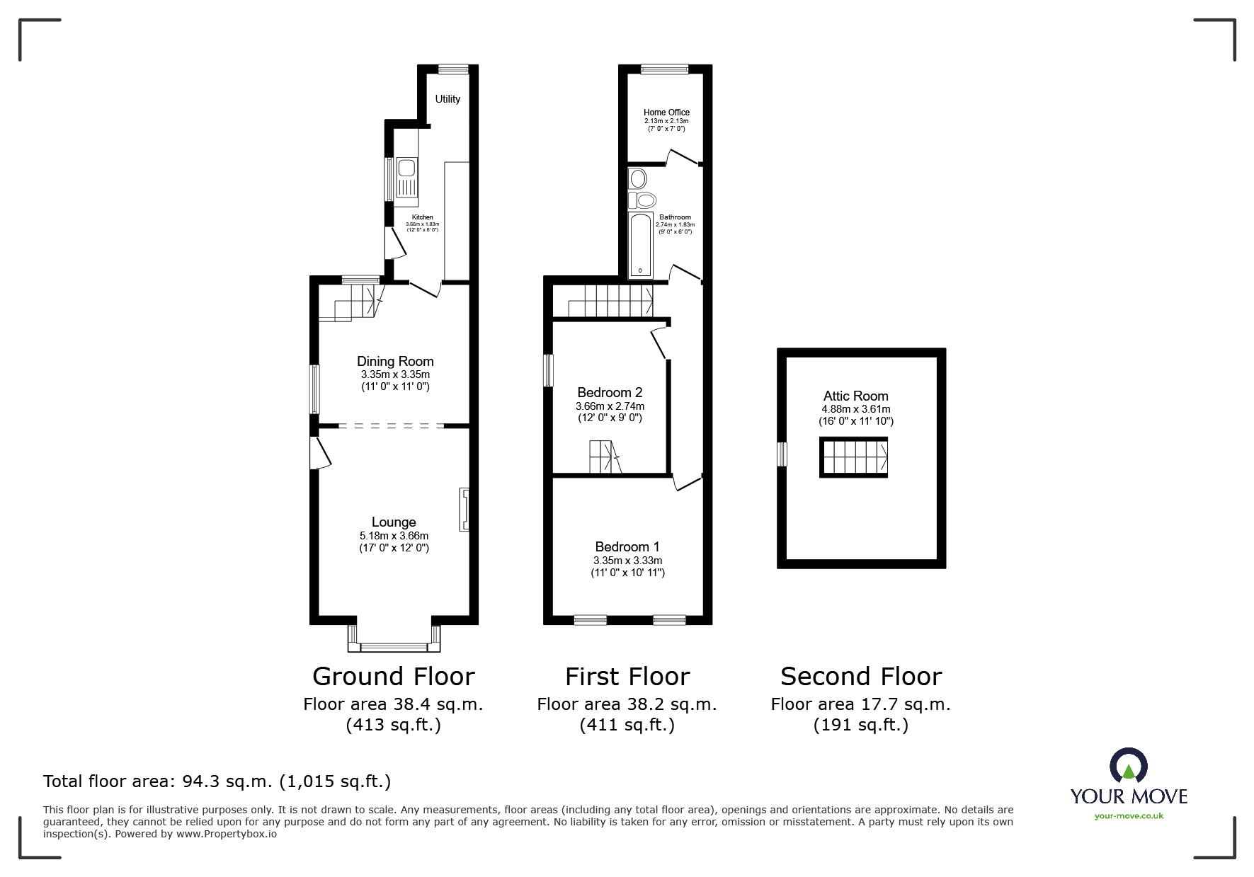 Floorplan of 3 bedroom Semi Detached House for sale, Crocus Street, Kirkby-in-Ashfield, Nottinghamshire, NG17