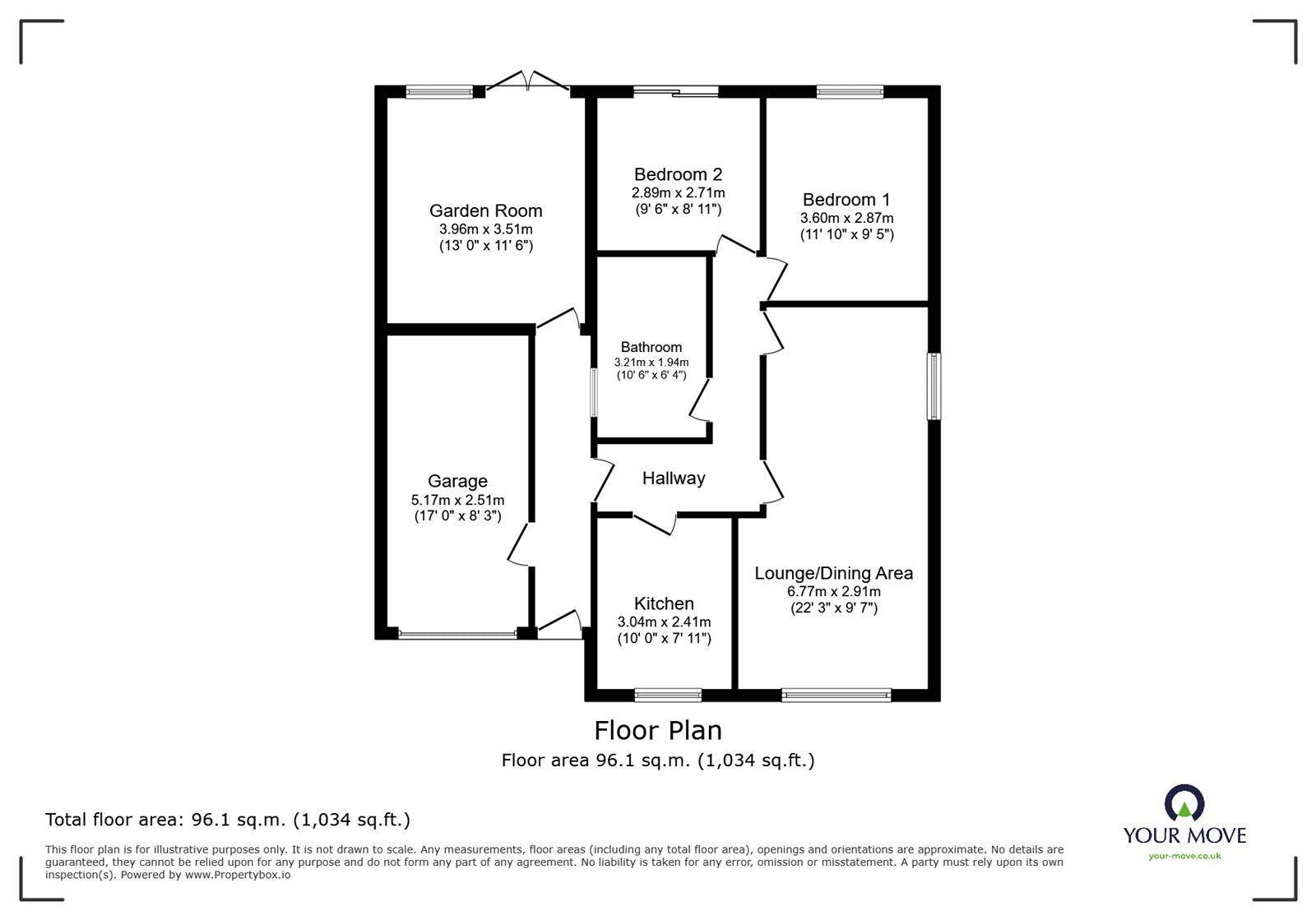 Floorplan of 2 bedroom Detached Bungalow for sale, Roberts Avenue, Huthwaite, Nottinghamshire, NG17