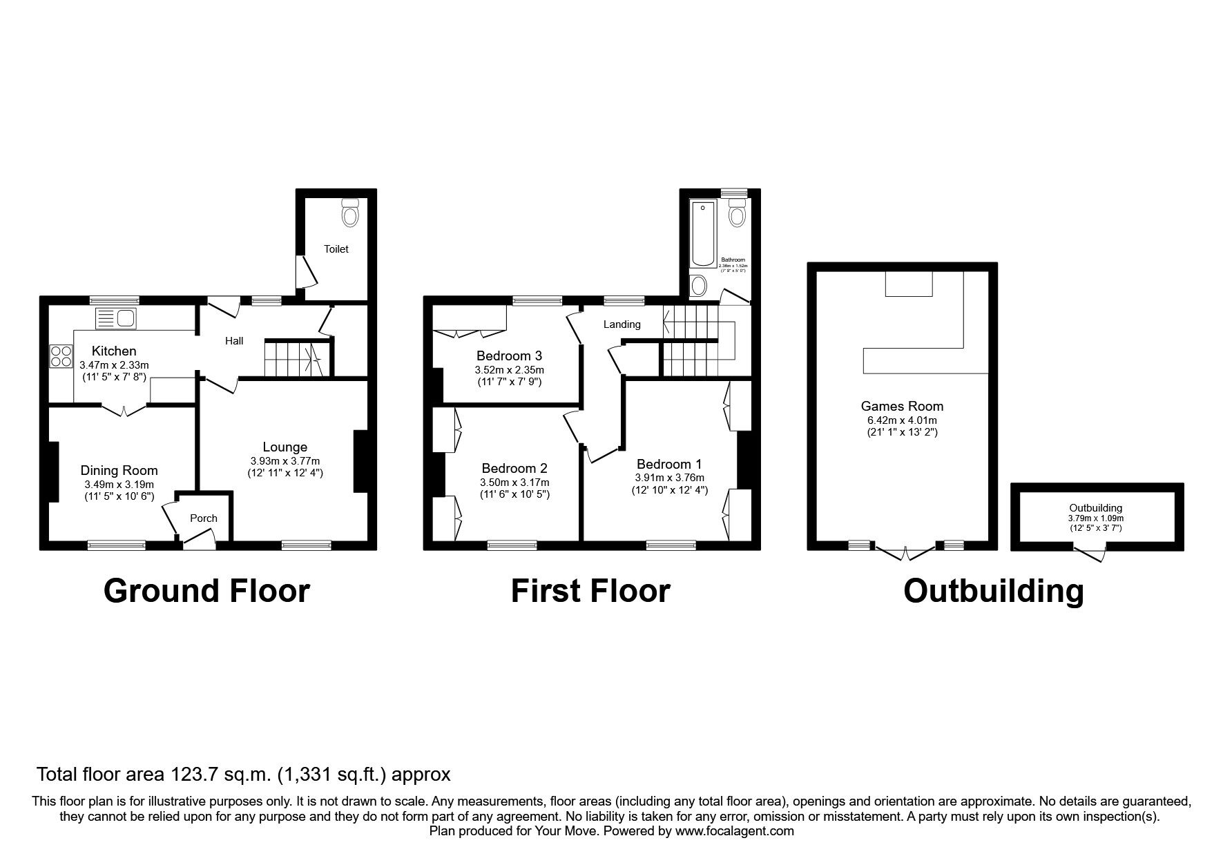 Floorplan of 3 bedroom Semi Detached House to rent, Edward Street, Kirkby-in-Ashfield, Nottinghamshire, NG17