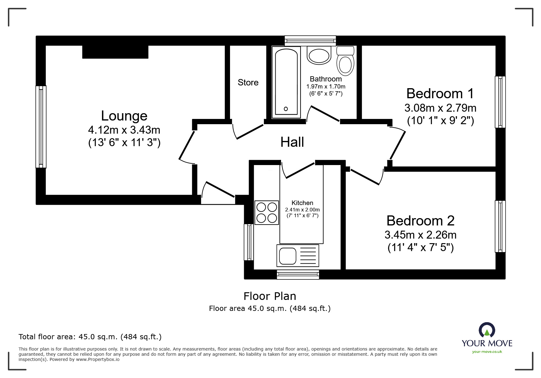 Floorplan of 2 bedroom Detached Bungalow for sale, Chapel Street, Nuncargate, Nottingham, NG17