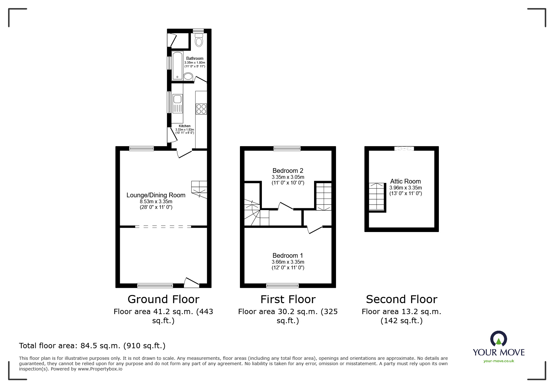 Floorplan of 3 bedroom Mid Terrace House for sale, Pinxton Lane, Kirkby-in-Ashfield, Nottinghamshire, NG17