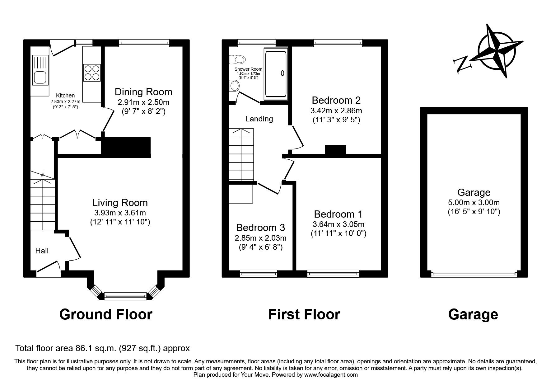 Floorplan of 3 bedroom End Terrace House to rent, Eastleigh Drive, Mansfield Woodhouse, Nottinghamshire, NG19