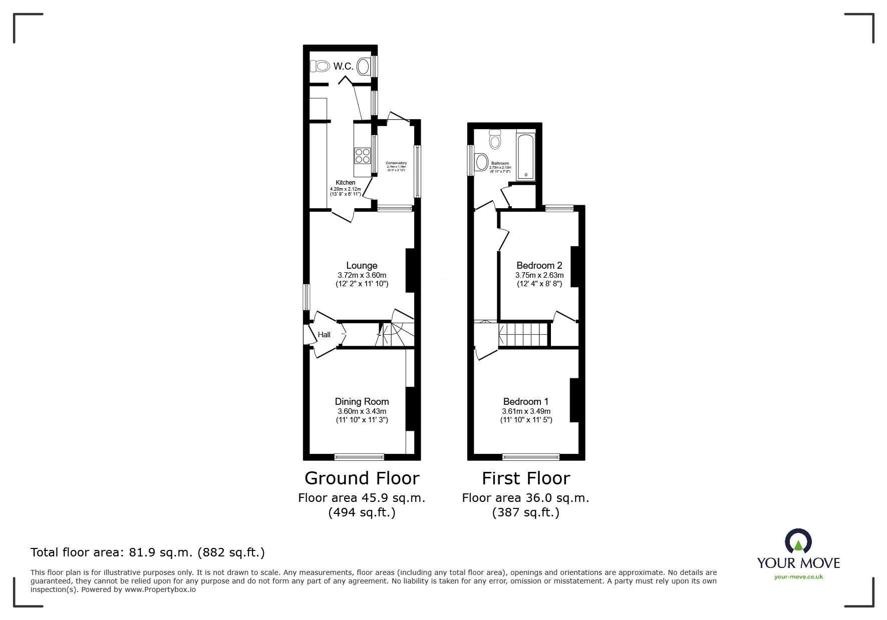 Floorplan of 2 bedroom Semi Detached House for sale, Festus Street, Kirkby-in-Ashfield, Nottinghamshire, NG17