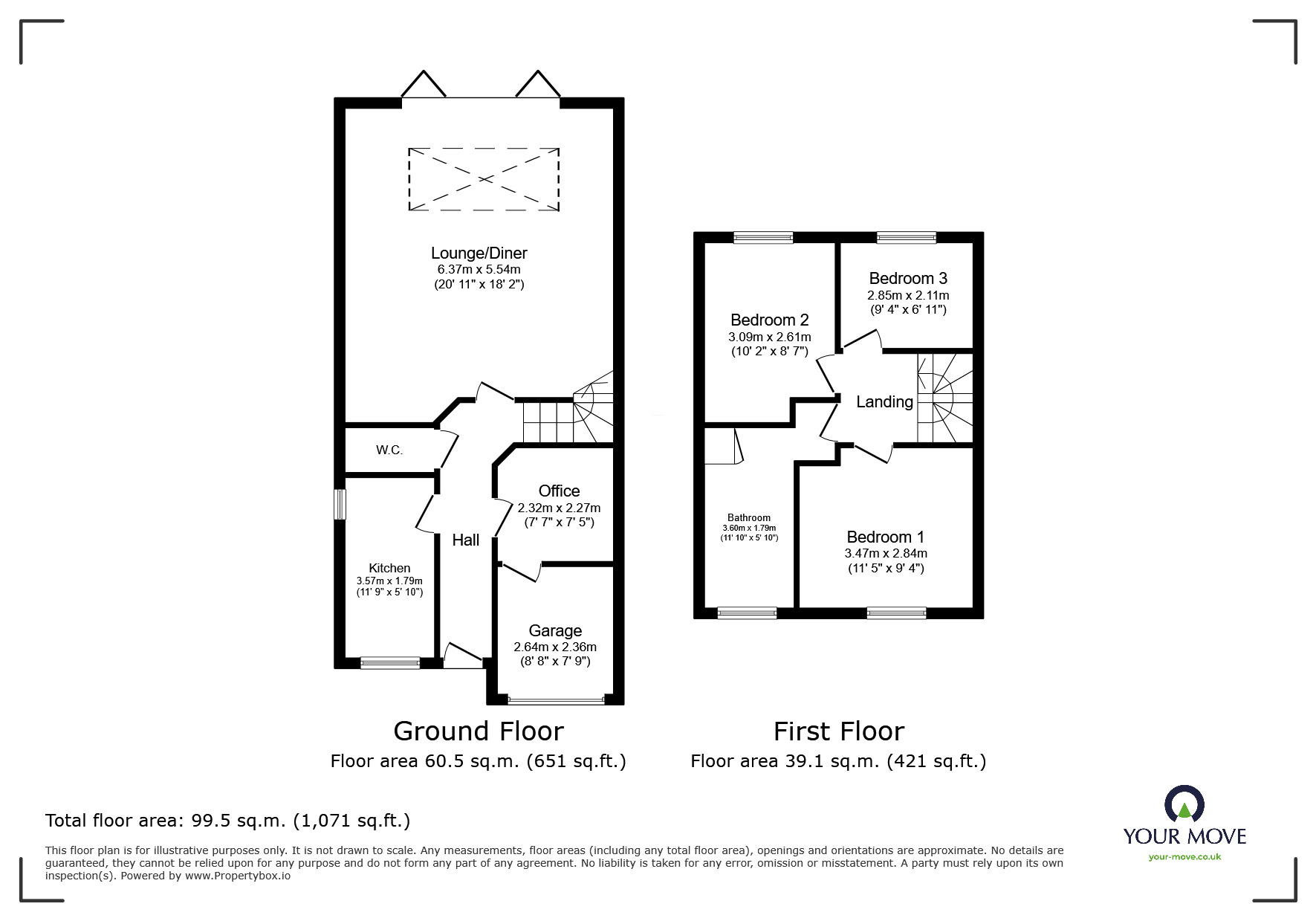 Floorplan of 3 bedroom Semi Detached House for sale, The Hawthorns, Kirkby-in-Ashfield, Nottinghamshire, NG17