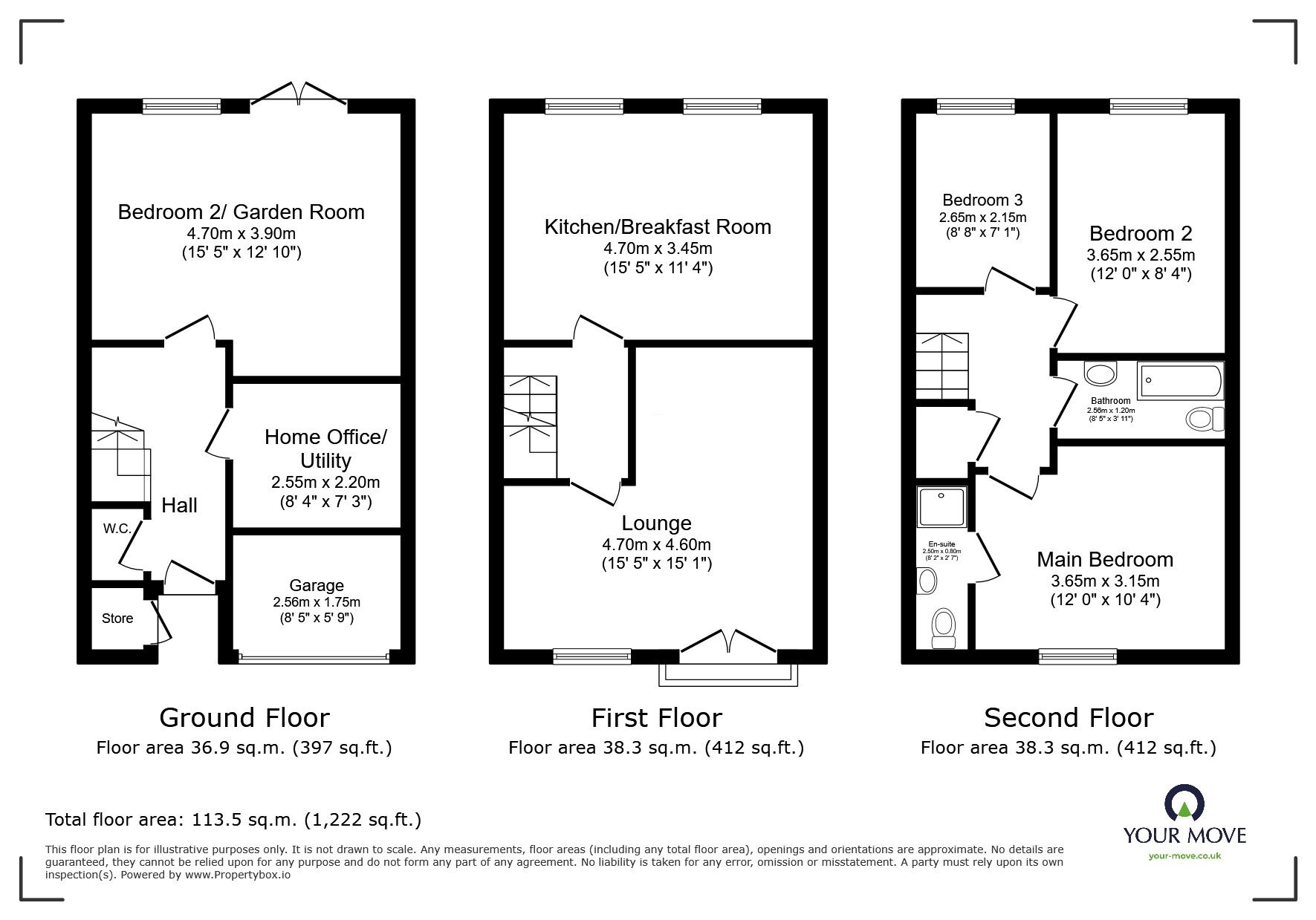 Floorplan of 3 bedroom End Terrace House for sale, Maun View Gardens, Sutton-in-Ashfield, Nottinghamshire, NG17