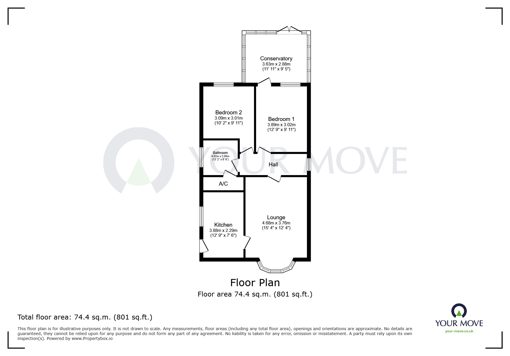 Floorplan of 2 bedroom Detached Bungalow for sale, Smeath Road, Underwood, Nottinghamshire, NG16