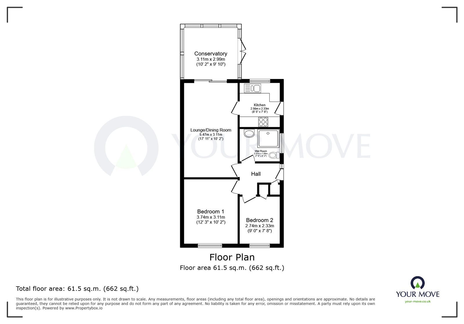 Floorplan of 2 bedroom Detached Bungalow for sale, Sherwood Way, Selston, Nottinghamshire, NG16