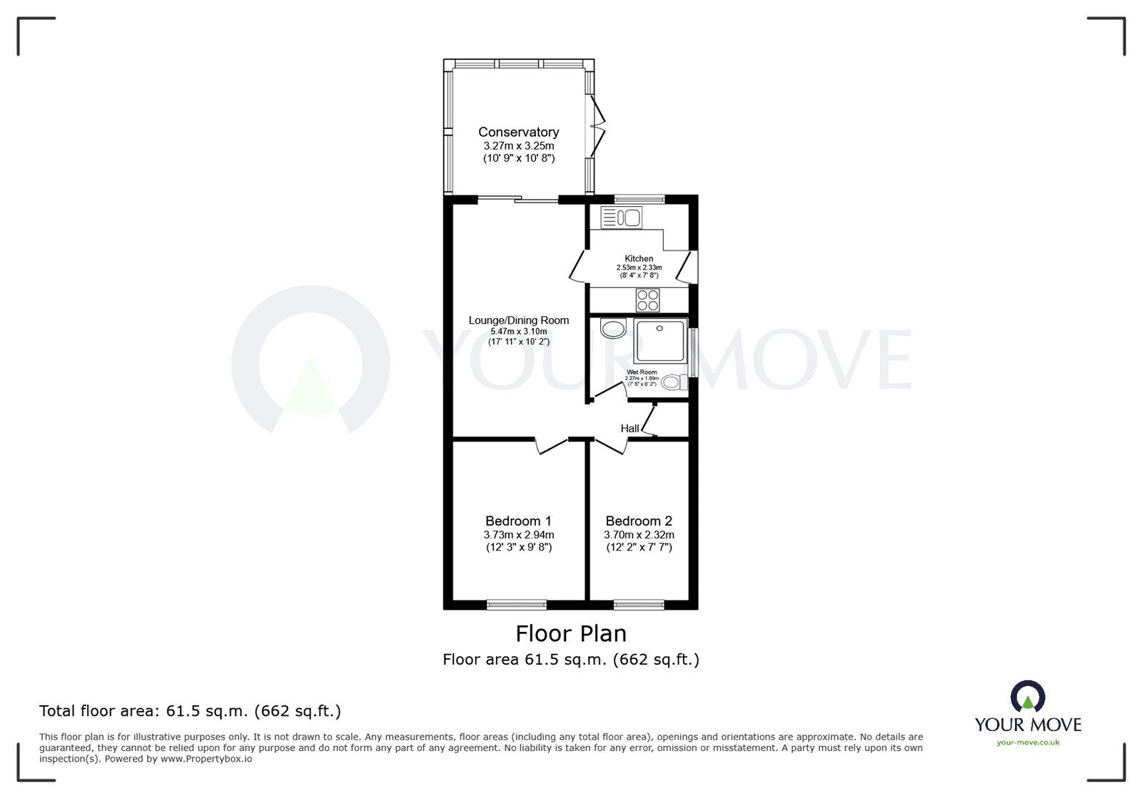 Floorplan of 2 bedroom Detached Bungalow for sale, Sherwood Way, Selston, Nottinghamshire, NG16