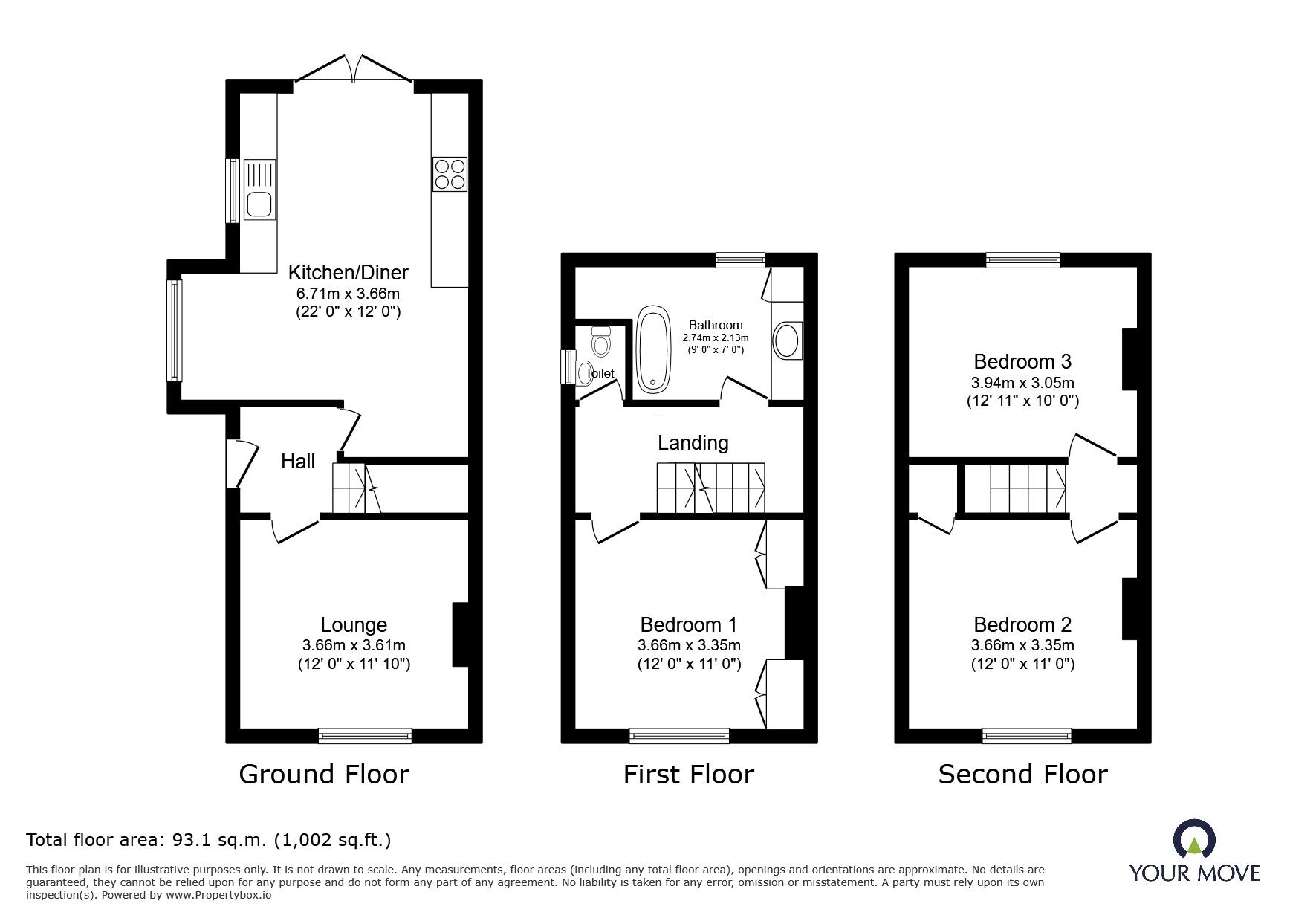 Floorplan of 3 bedroom Semi Detached House for sale, Balfour Street, Kirkby-in-Ashfield, Nottingham, NG17