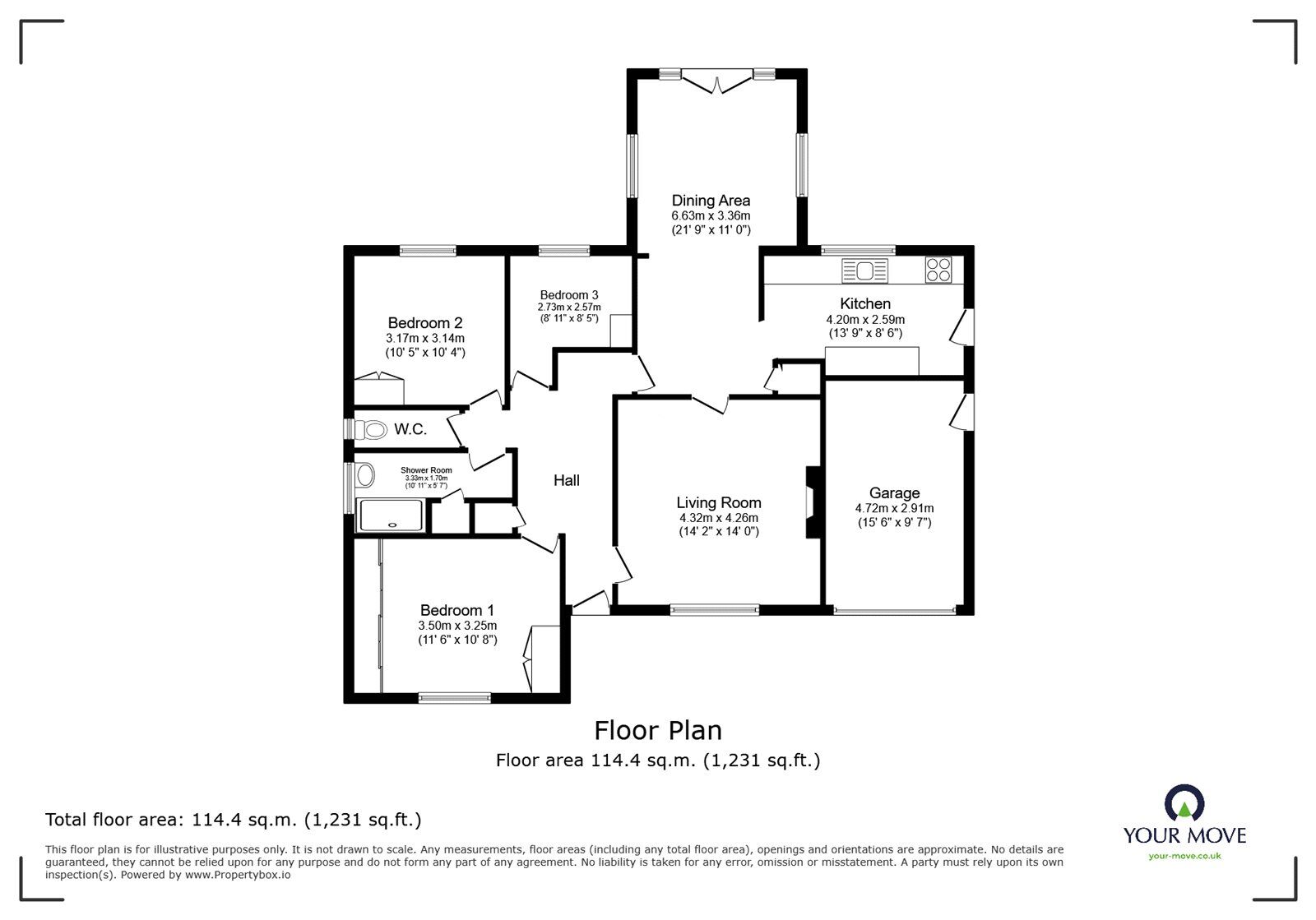 Floorplan of 3 bedroom Detached Bungalow for sale, Vernon Crescent, Ravenshead, Nottinghamshire, NG15