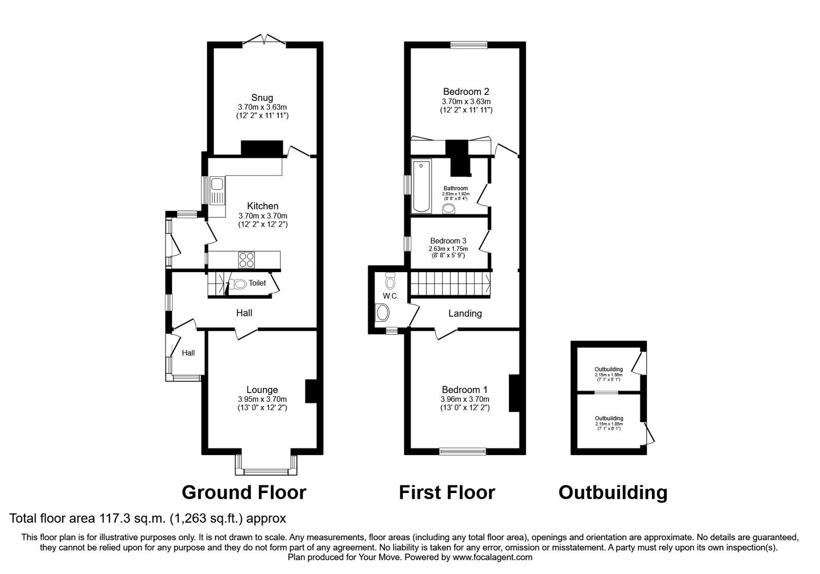 Floorplan of 3 bedroom Semi Detached House for sale, Cotmanhay Road, Ilkeston, DE7