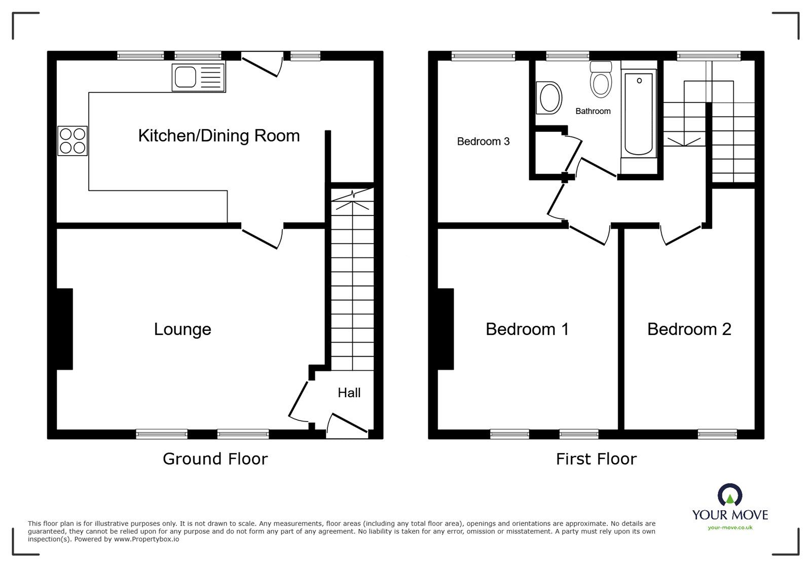Floorplan of 3 bedroom Mid Terrace House for sale, Collins Avenue, Sutton-in-Ashfield, Nottinghamshire, NG17