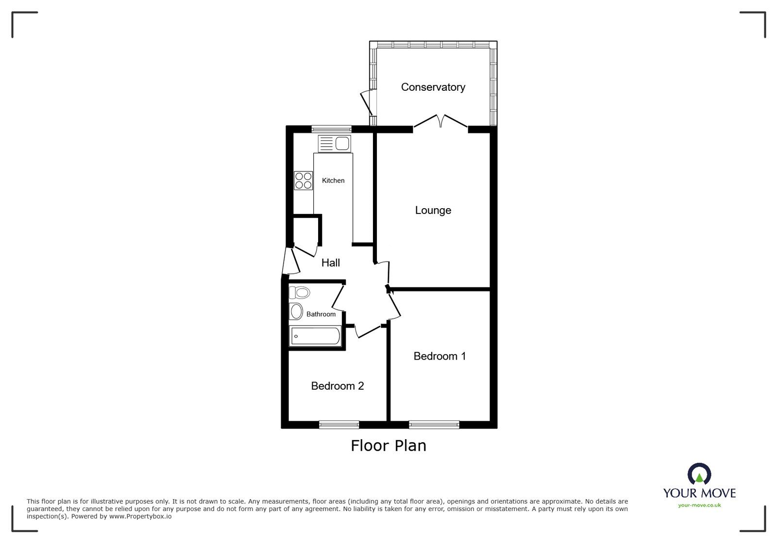 Floorplan of 2 bedroom Semi Detached Bungalow for sale, Whites Lane, Blackwell, Derbyshire, DE55