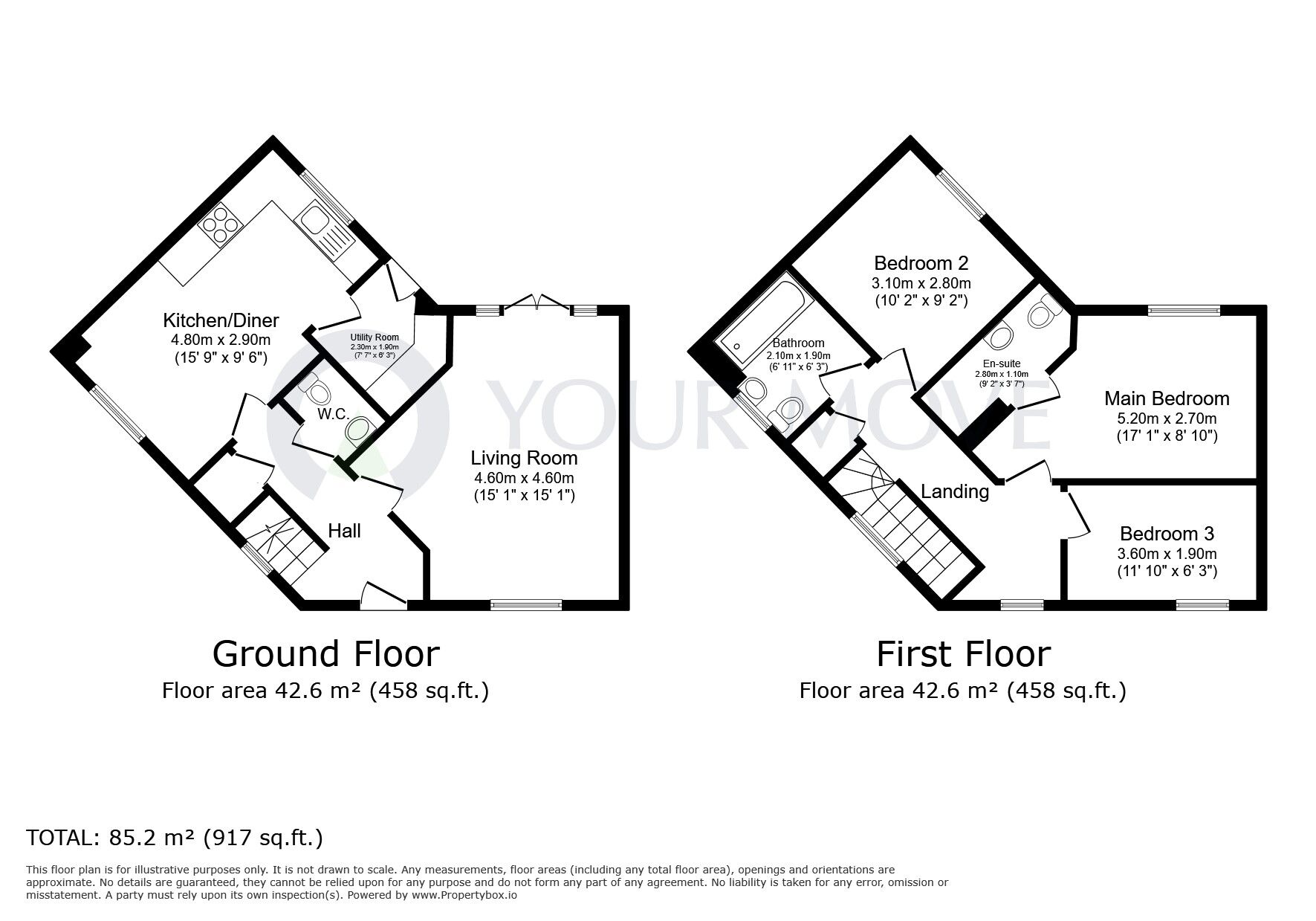 Floorplan of 3 bedroom Semi Detached House for sale, Mustang Close, Hucknall, Nottinghamshire, NG15