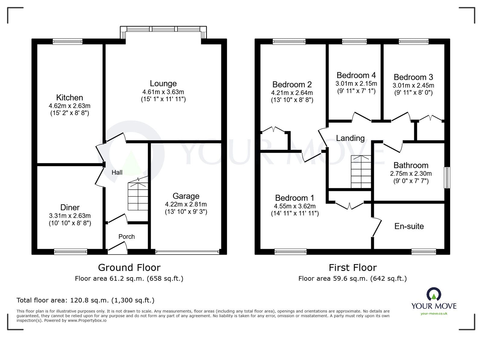 Floorplan of 4 bedroom Detached House for sale, Heathfield Court, Kirkby-in-Ashfield, Nottinghamshire, NG17