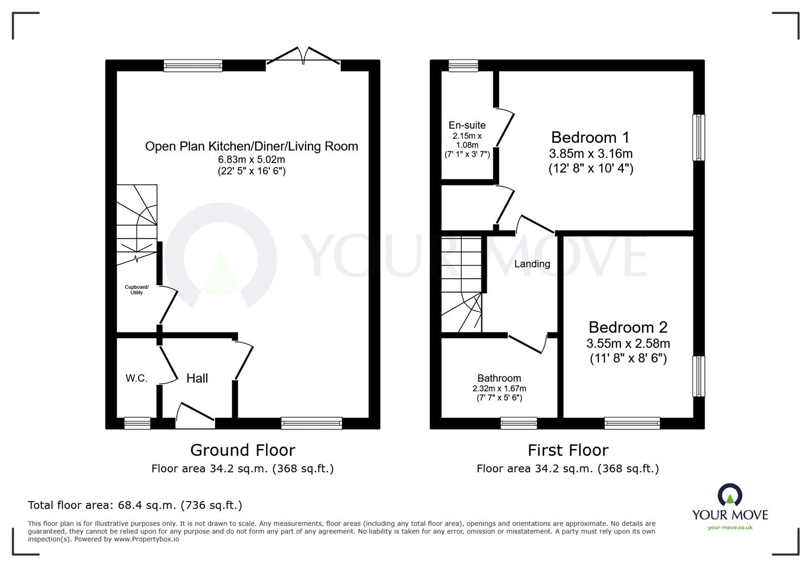 Floorplan of 2 bedroom End Terrace House for sale, Harker Close, Hucknall, Nottinghamshire, NG15