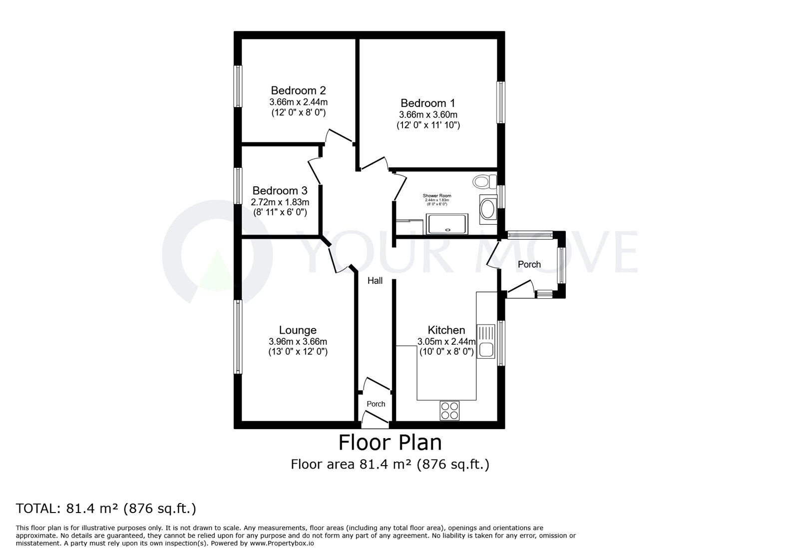 Floorplan of 3 bedroom Detached Bungalow for sale, Kingsway, Kirkby-in-Ashfield, Nottinghamshire, NG17