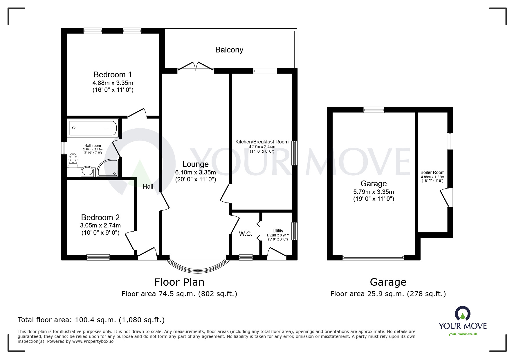 Floorplan of 2 bedroom Detached Bungalow for sale, Staffa Drive, Tibshelf, Derbyshire, DE55