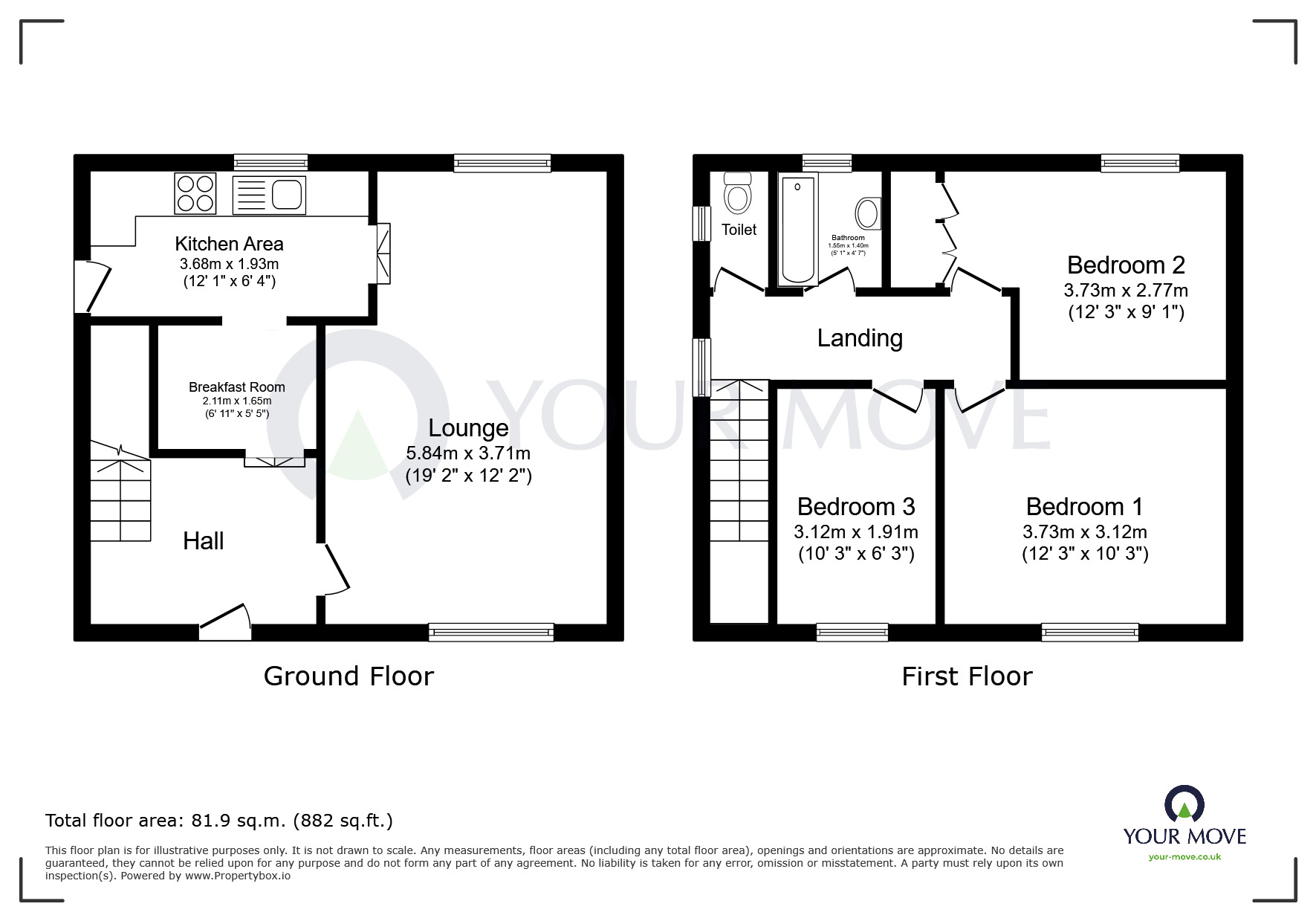 Floorplan of 3 bedroom Semi Detached House to rent, Abbey Road, Kirkby-in-Ashfield, Nottinghamshire, NG17