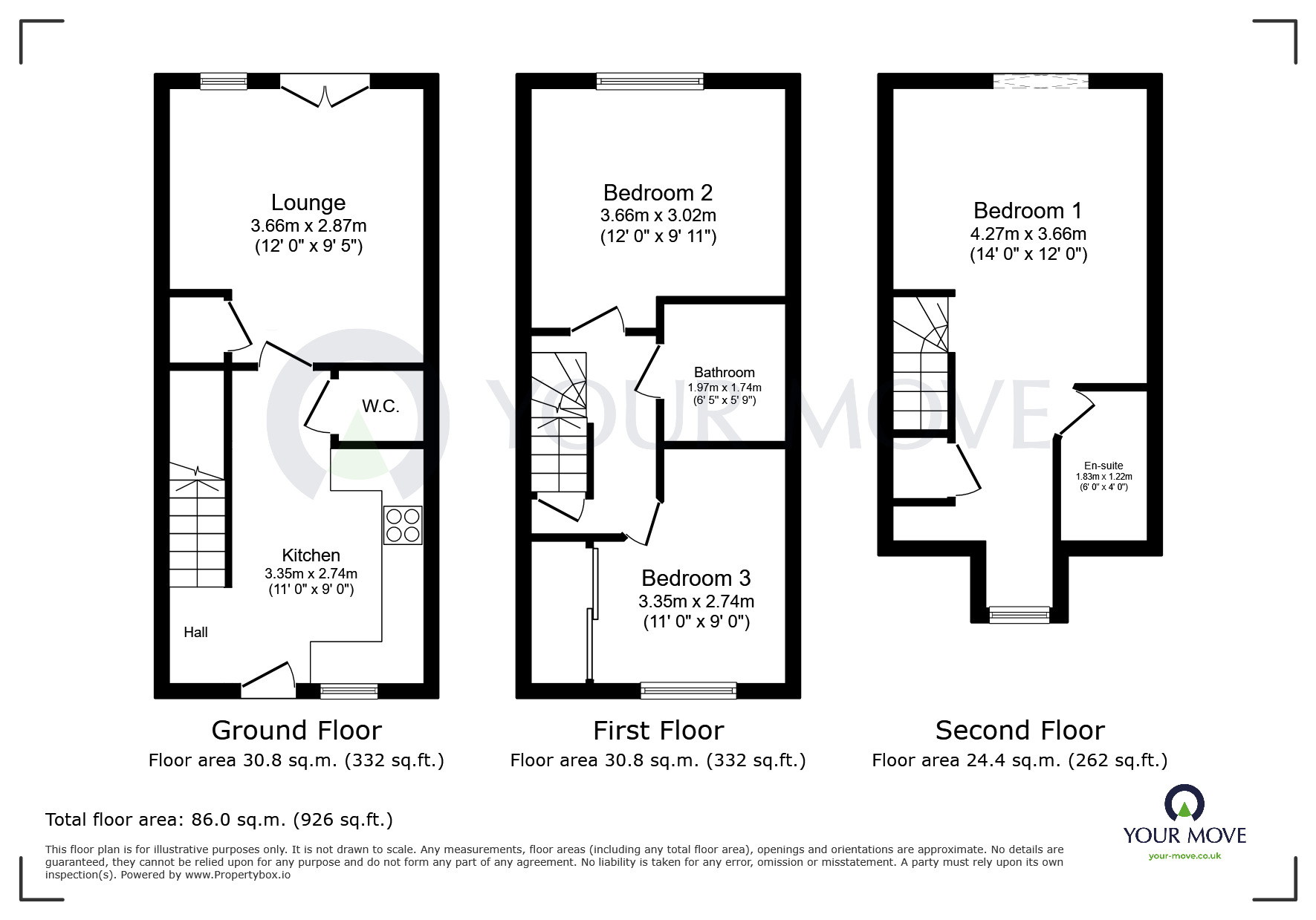 Floorplan of 3 bedroom End Terrace House for sale, New Lane, Stanton Hill, Nottinghamshire, NG17