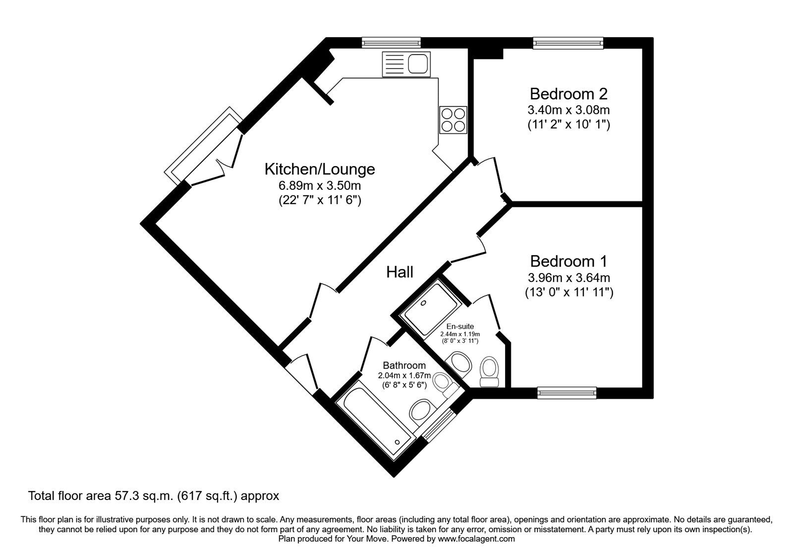 Floorplan of 2 bedroom  Flat for sale, Henfrey Drive, Annesley, Nottinghamshire, NG15