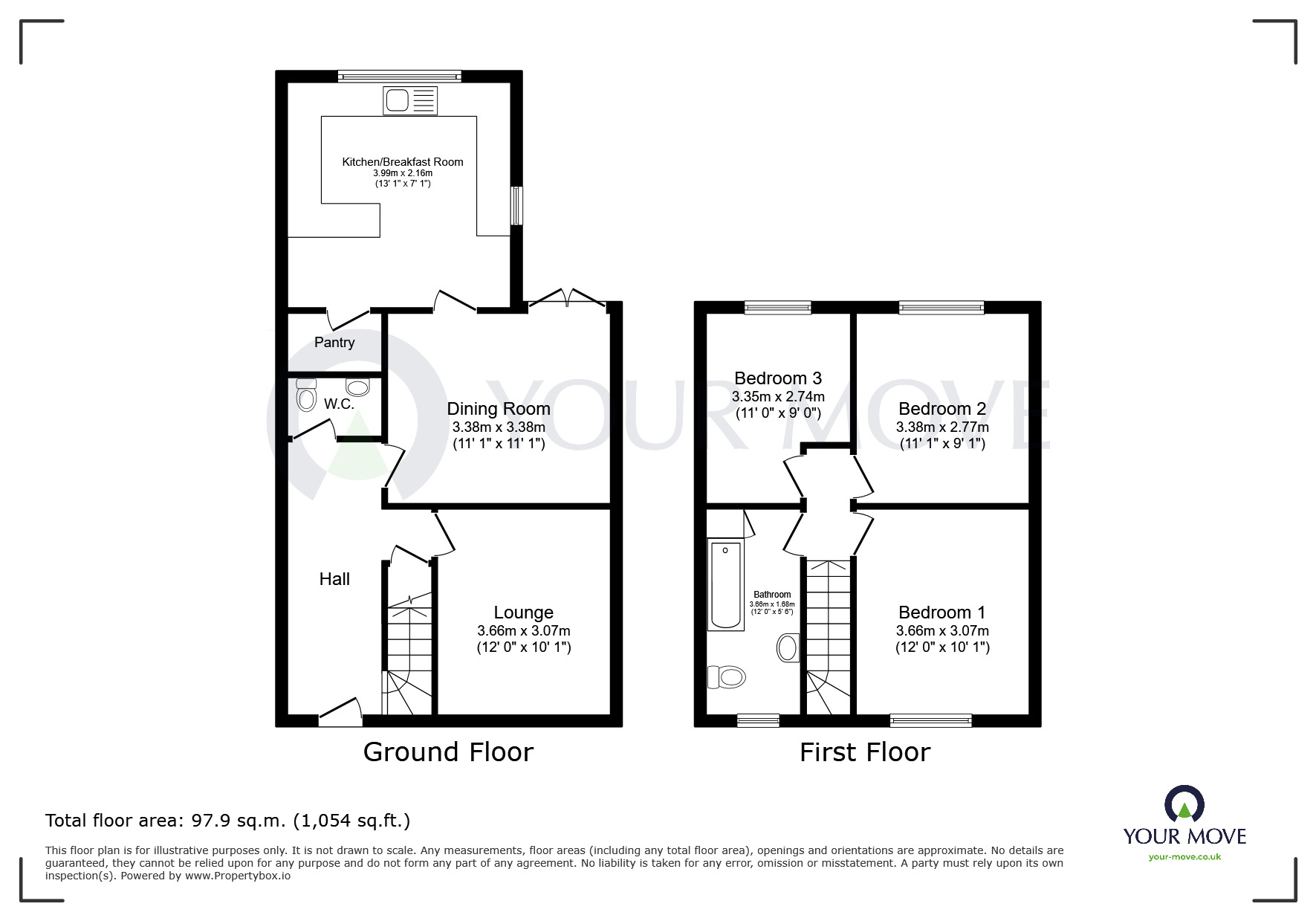 Floorplan of 3 bedroom Mid Terrace House for sale, Victoria Road, Kirkby-in-Ashfield, Nottinghamshire, NG17