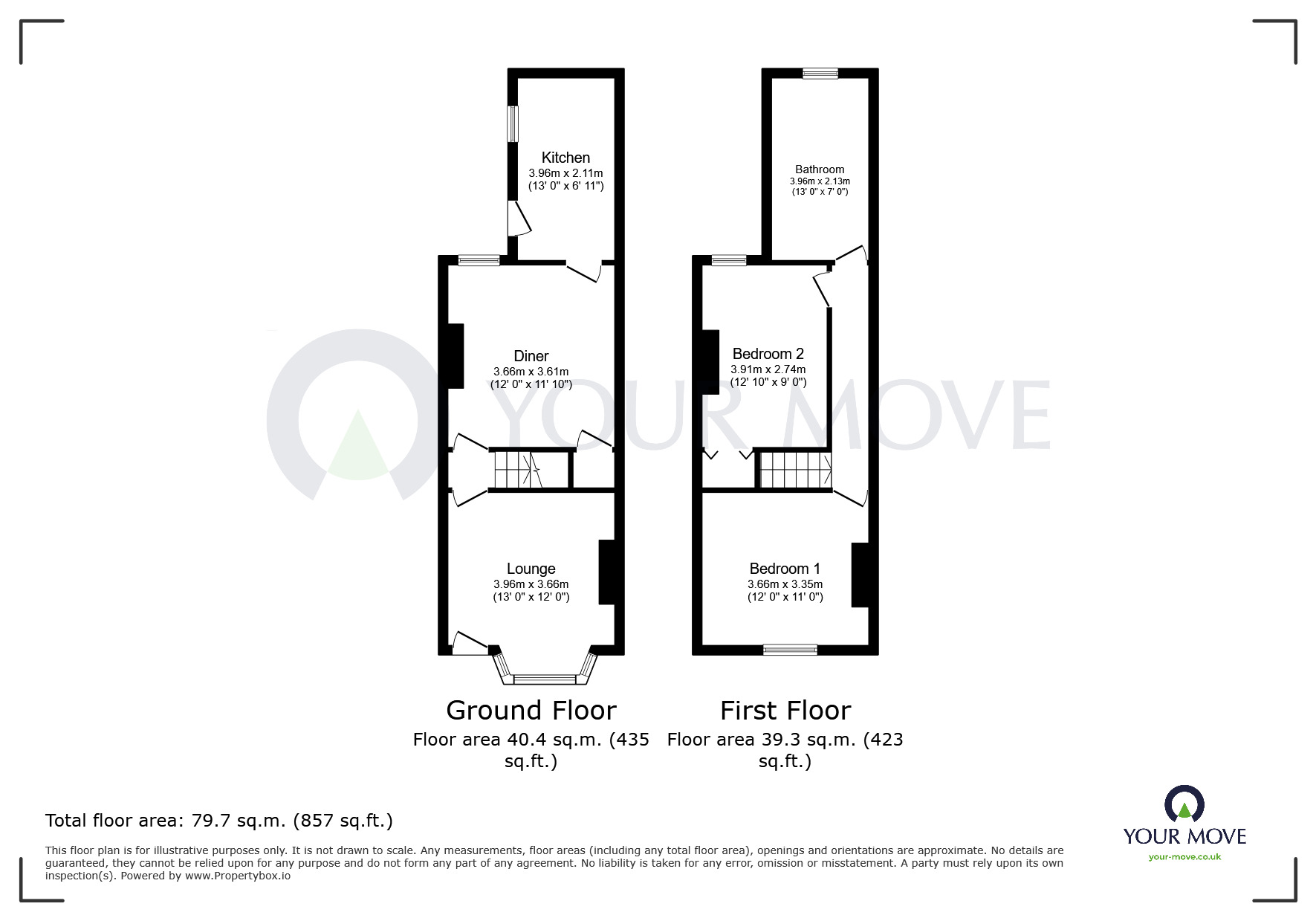 Floorplan of 2 bedroom Semi Detached House for sale, Southwell Lane, Kirkby-in-Ashfield, Nottinghamshire, NG17