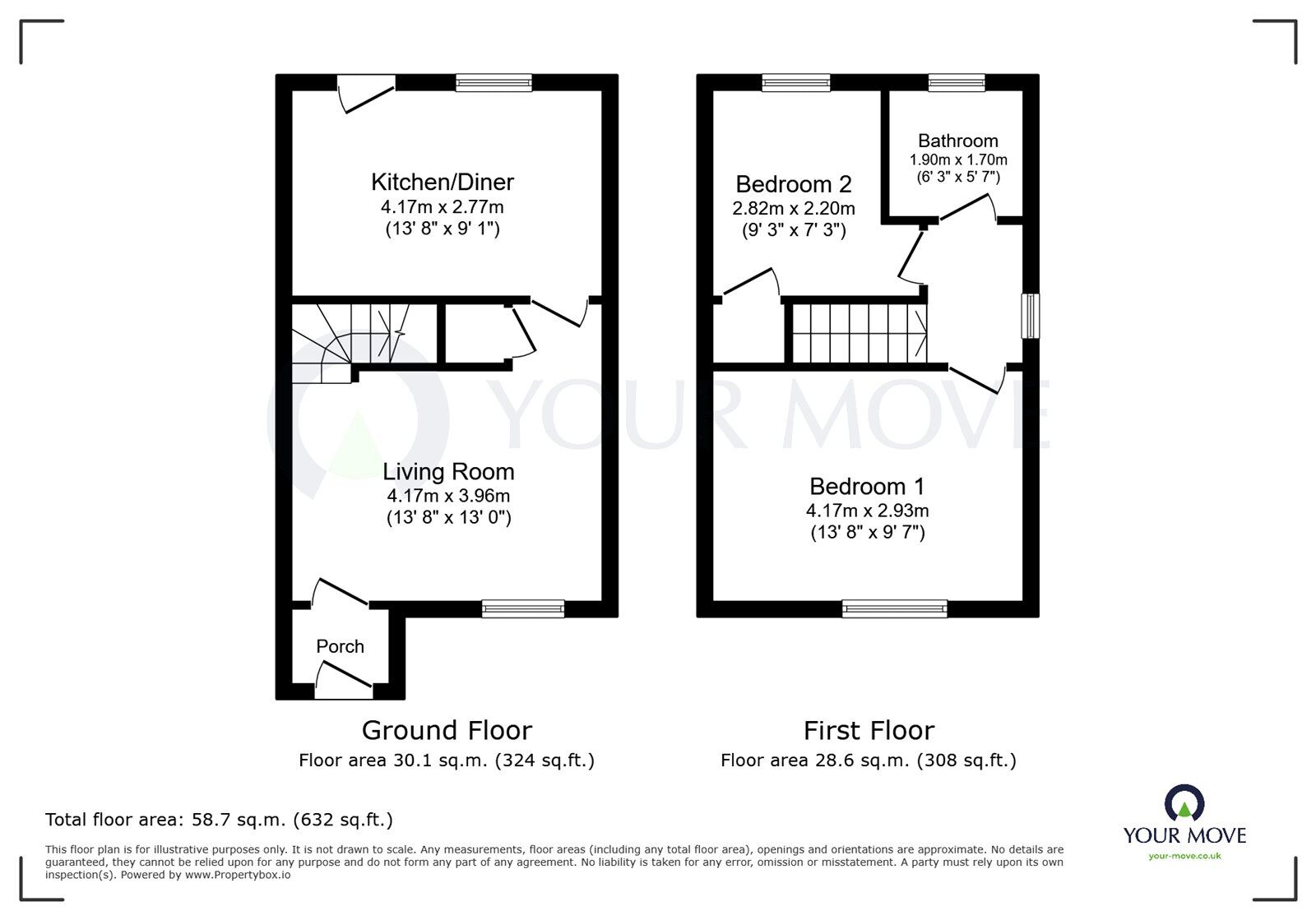 Floorplan of 2 bedroom Semi Detached House for sale, Elmhurst Avenue, Broadmeadows, Alfreton, DE55