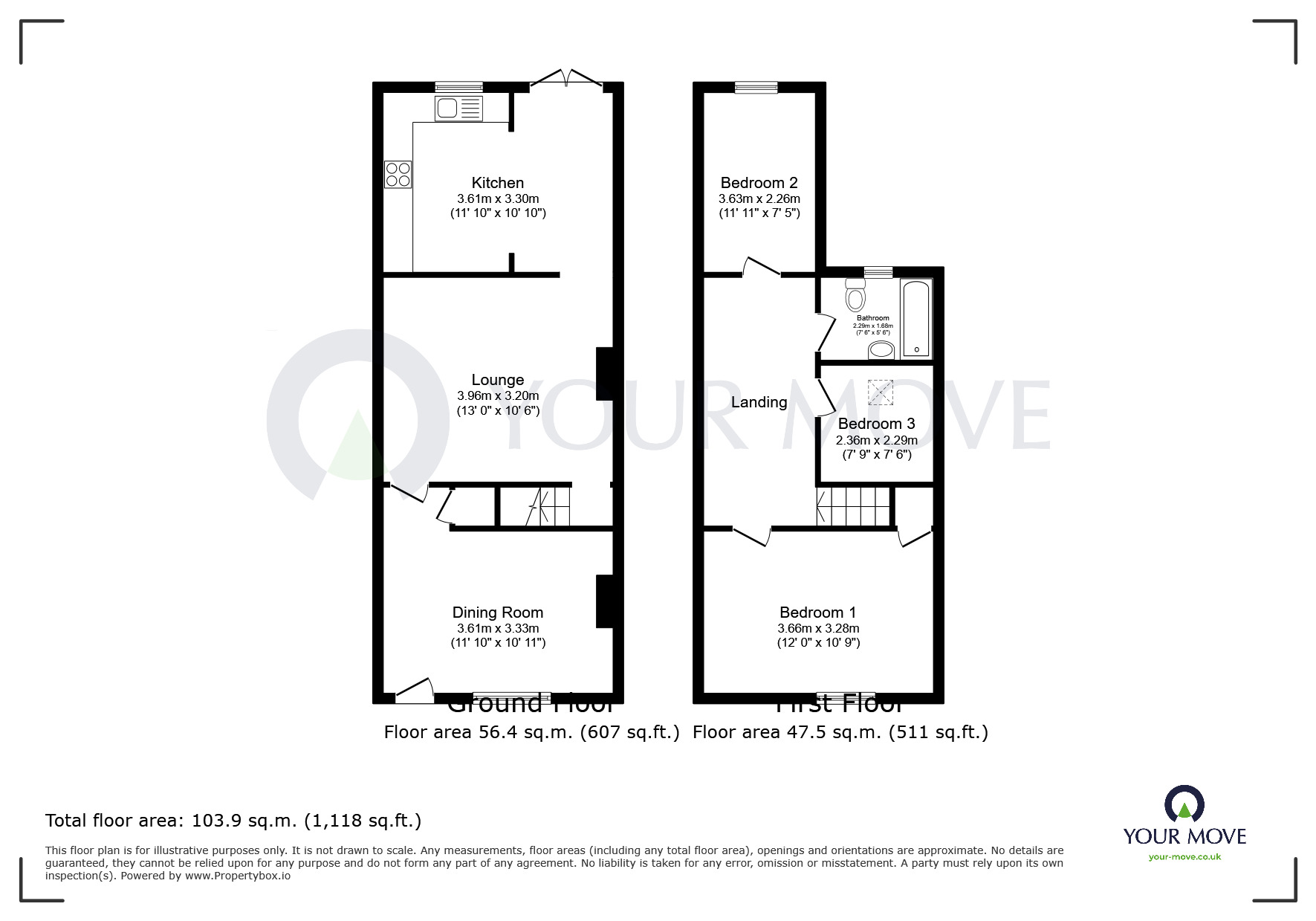 Floorplan of 3 bedroom Mid Terrace House for sale, George Street, Pinxton, Derbyshire, NG16