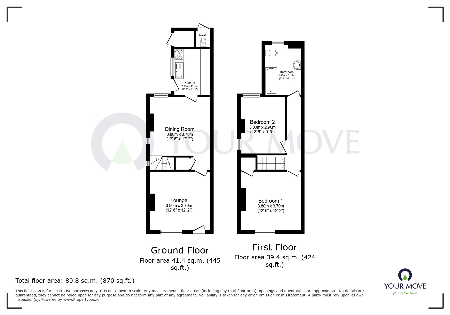 Floorplan of 2 bedroom Semi Detached House for sale, Mansfield Road, Selston, Nottinghamshire, NG16