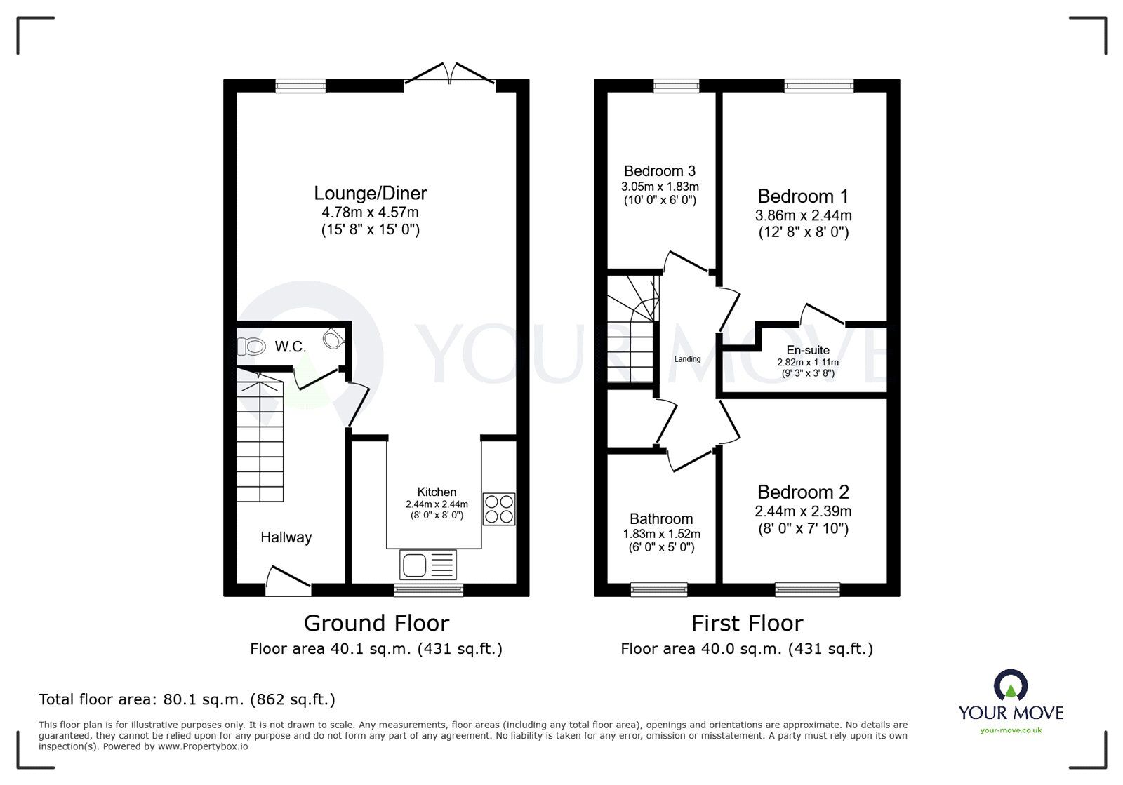 Floorplan of 3 bedroom Semi Detached House for sale, Sunstone Grove, Sutton-in-Ashfield, Nottinghamshire, NG17
