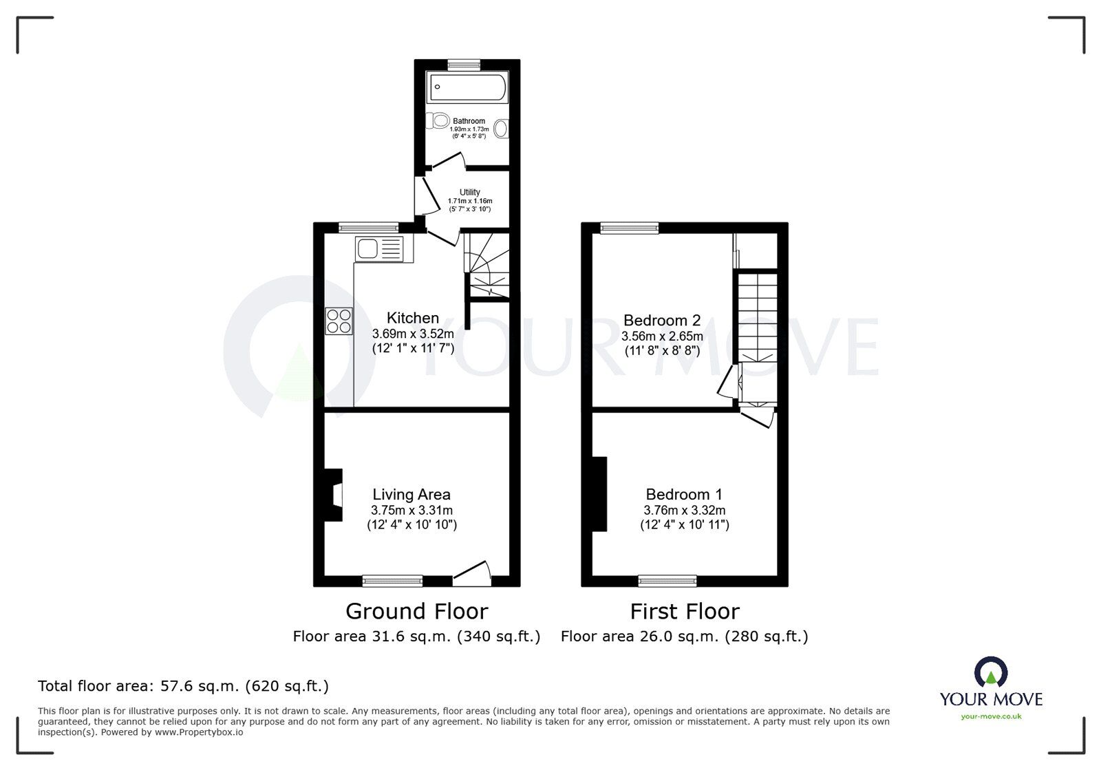 Floorplan of 2 bedroom End Terrace House for sale, Church Street, Shirland, Derbyshire, DE55