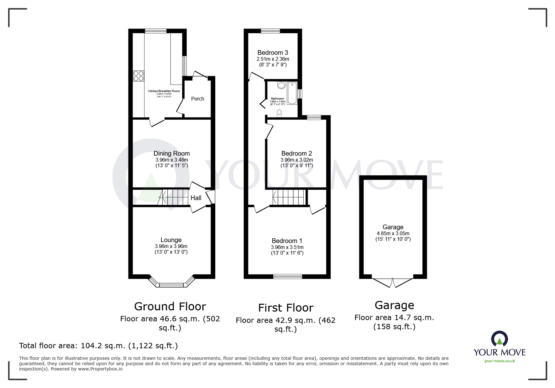 Floorplan of 3 bedroom Semi Detached House for sale, Argyle Street, Mansfield, Nottinghamshire, NG18