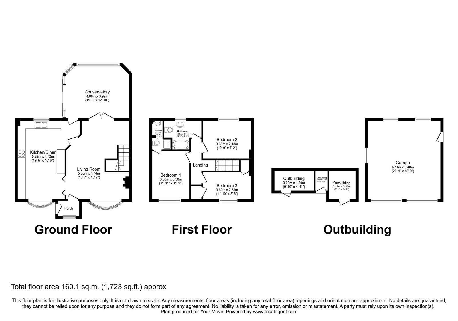 Floorplan of 3 bedroom Detached House for sale, Broad Lane, Brinsley, Nottinghamshire, NG16