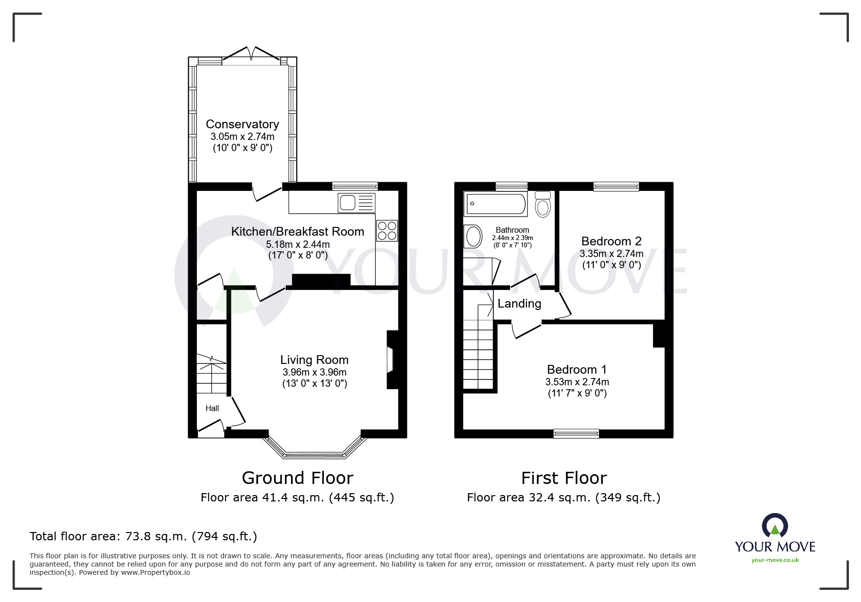 Floorplan of 2 bedroom Semi Detached House for sale, Mansfield Road, Underwood, Nottinghamshire, NG16