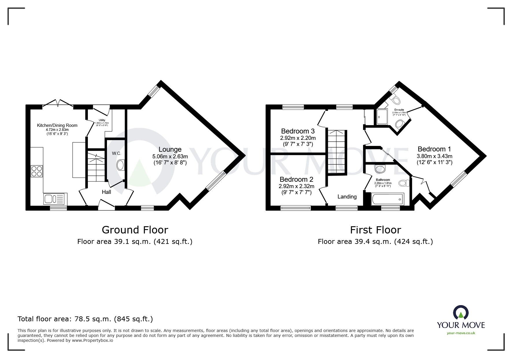 Floorplan of 3 bedroom Semi Detached House for sale, Bellamy Drive, Kirkby-in-Ashfield, Nottinghamshire, NG17
