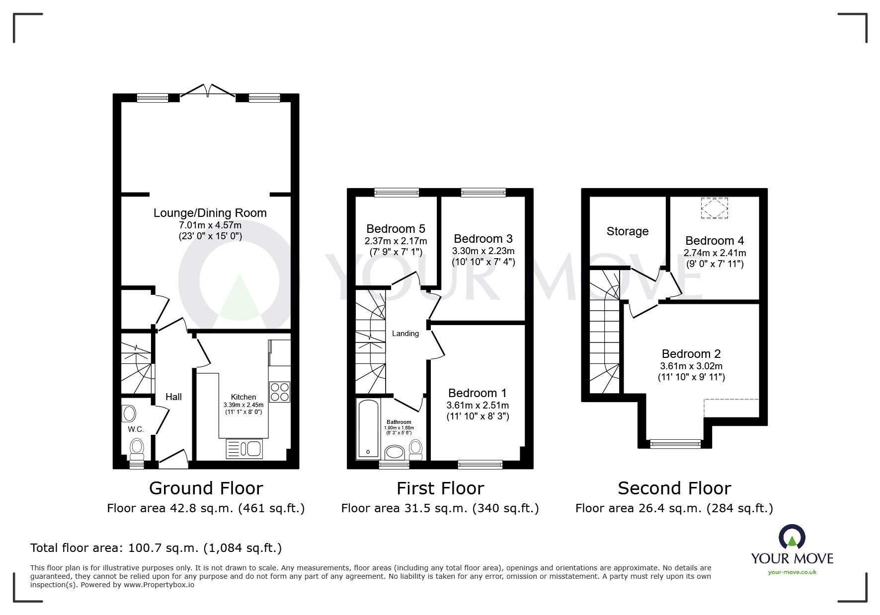Floorplan of 5 bedroom Detached House for sale, Derby Road, Kirkby-in-Ashfield, Nottinghamshire, NG17
