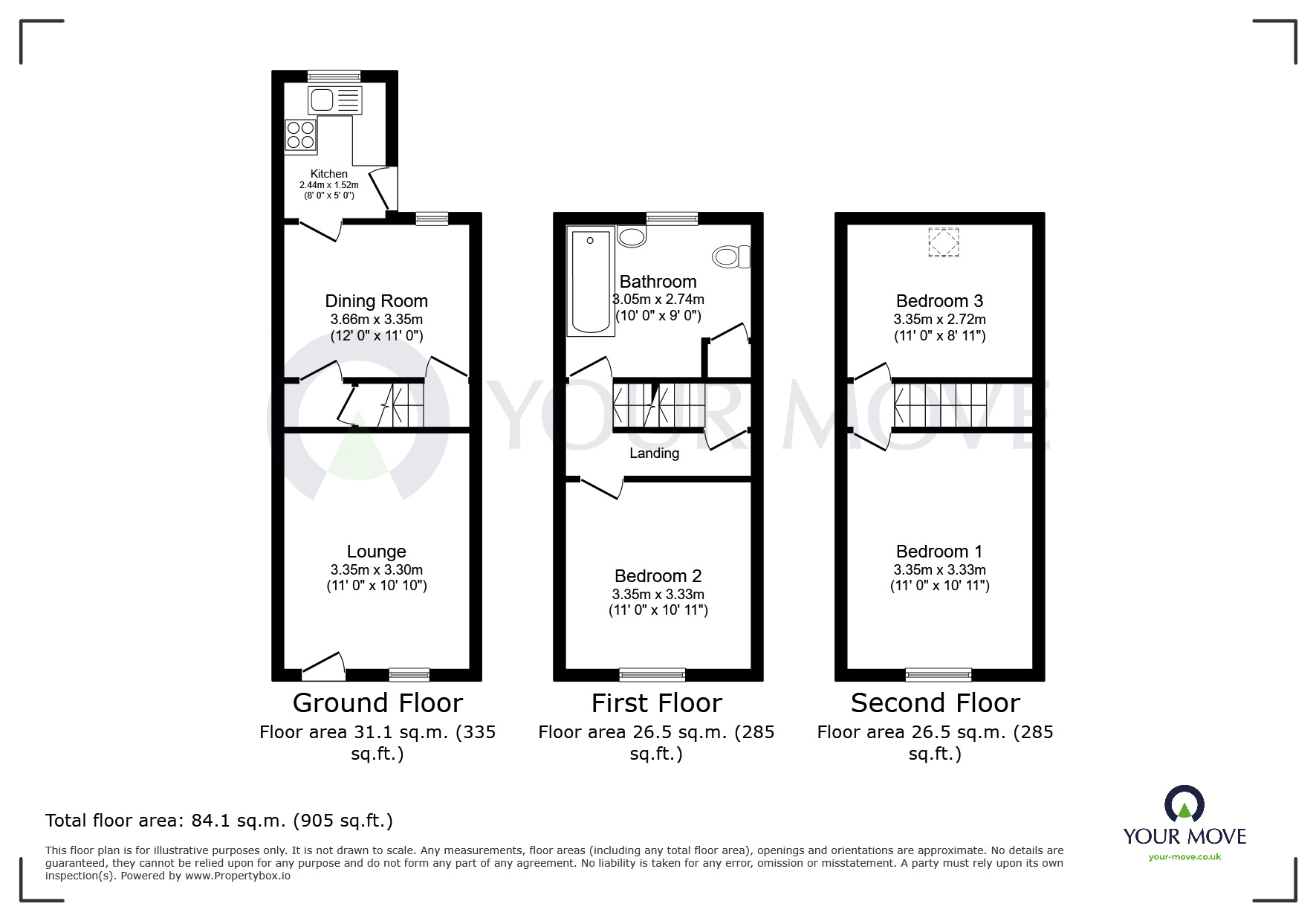 Floorplan of 3 bedroom Mid Terrace House for sale, Priestsic Road, Sutton-in-Ashfield, Nottinghamshire, NG17