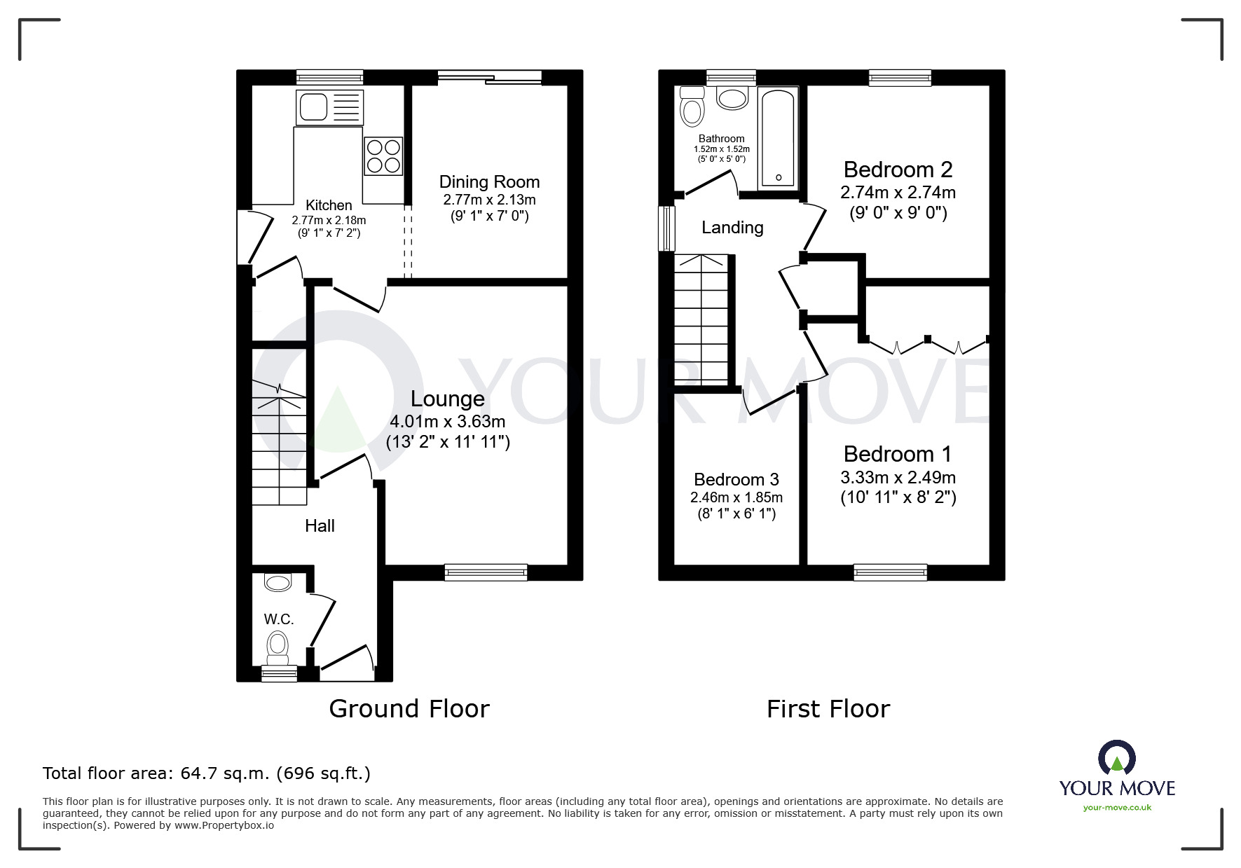 Floorplan of 3 bedroom Detached House for sale, Acorn View, Kirkby-in-Ashfield, Nottinghamshire, NG17