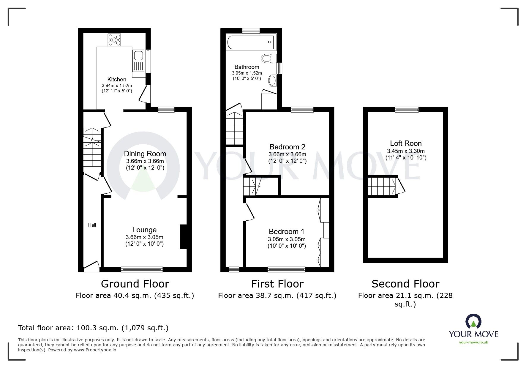 Floorplan of 2 bedroom Mid Terrace House for sale, West Terrace, Hucknall, Nottinghamshire, NG15