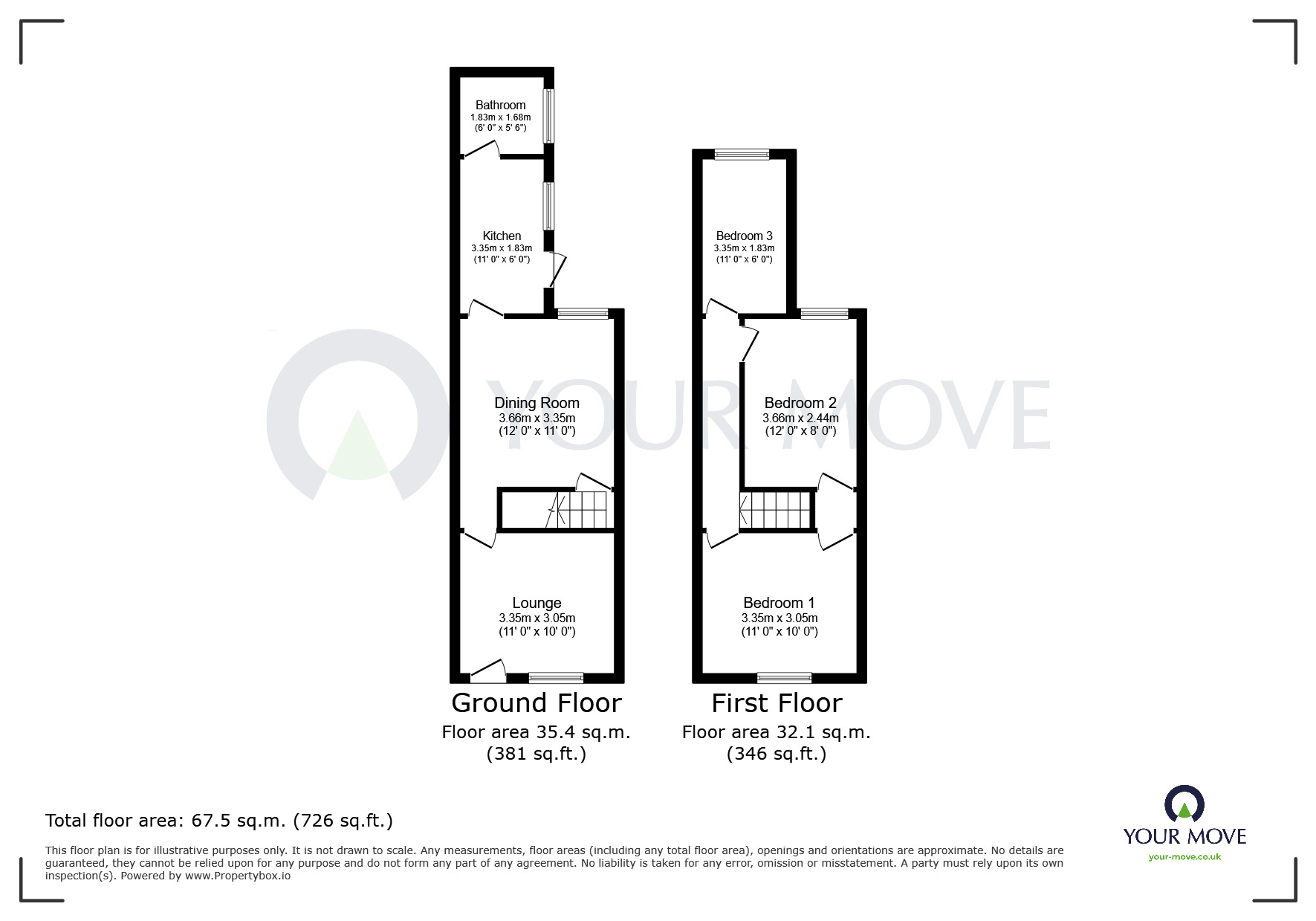 Floorplan of 3 bedroom Mid Terrace House for sale, Watson Street, Warsop, Nottinghamshire, NG20