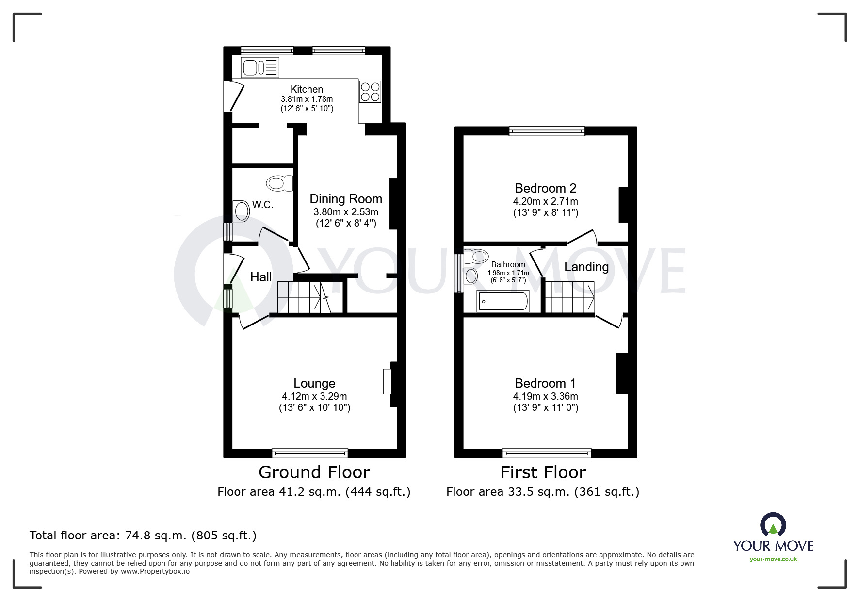 Floorplan of 2 bedroom Semi Detached House for sale, Seagrave Avenue, Kirkby-in-Ashfield, Nottinghamshire, NG17