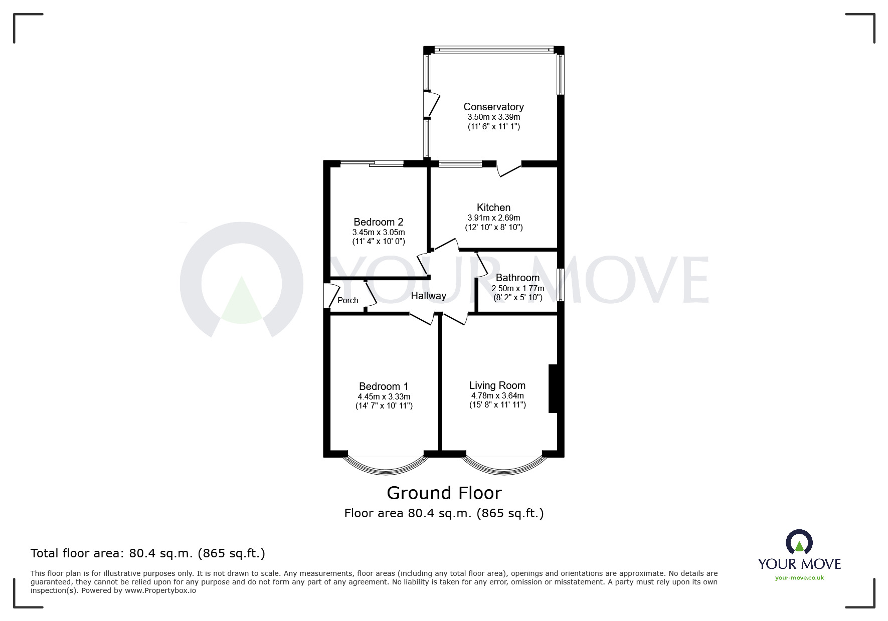 Floorplan of 2 bedroom Detached Bungalow for sale, Hartley Road, Kirkby-in-Ashfield, Nottinghamshire, NG17